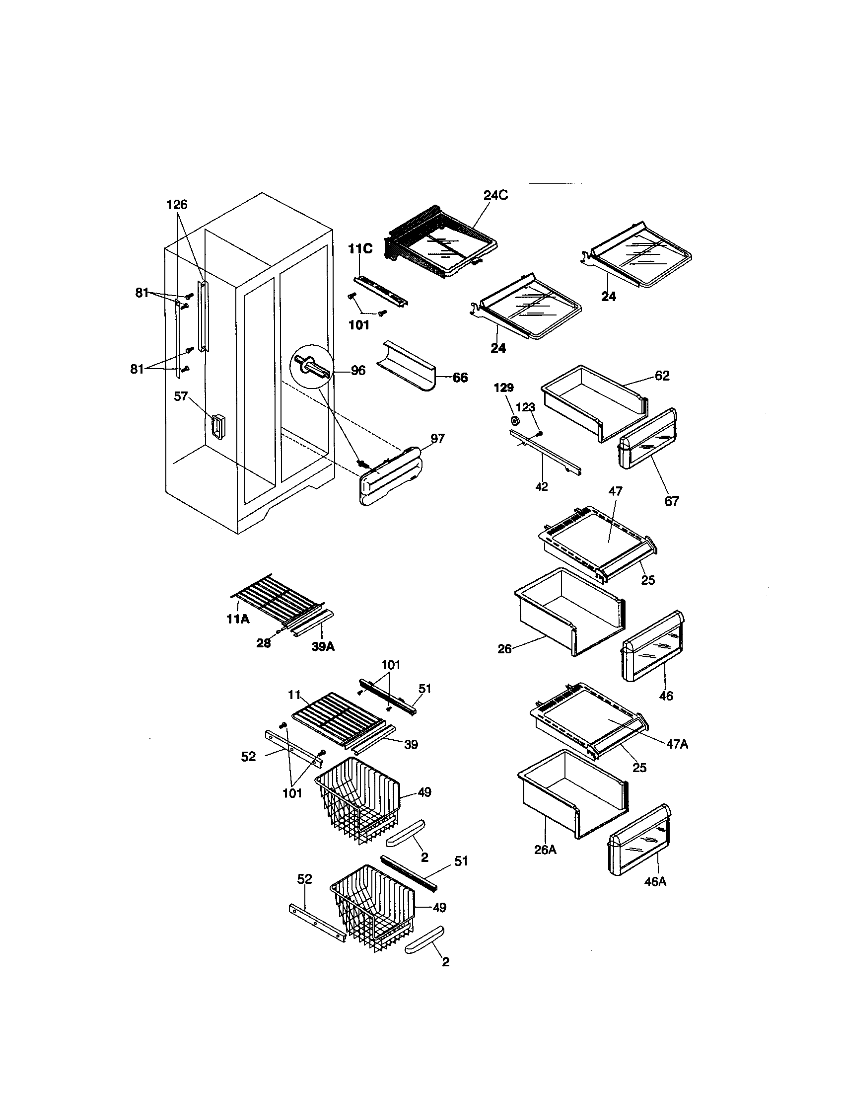 Kenmore 25350682002 shelves diagram