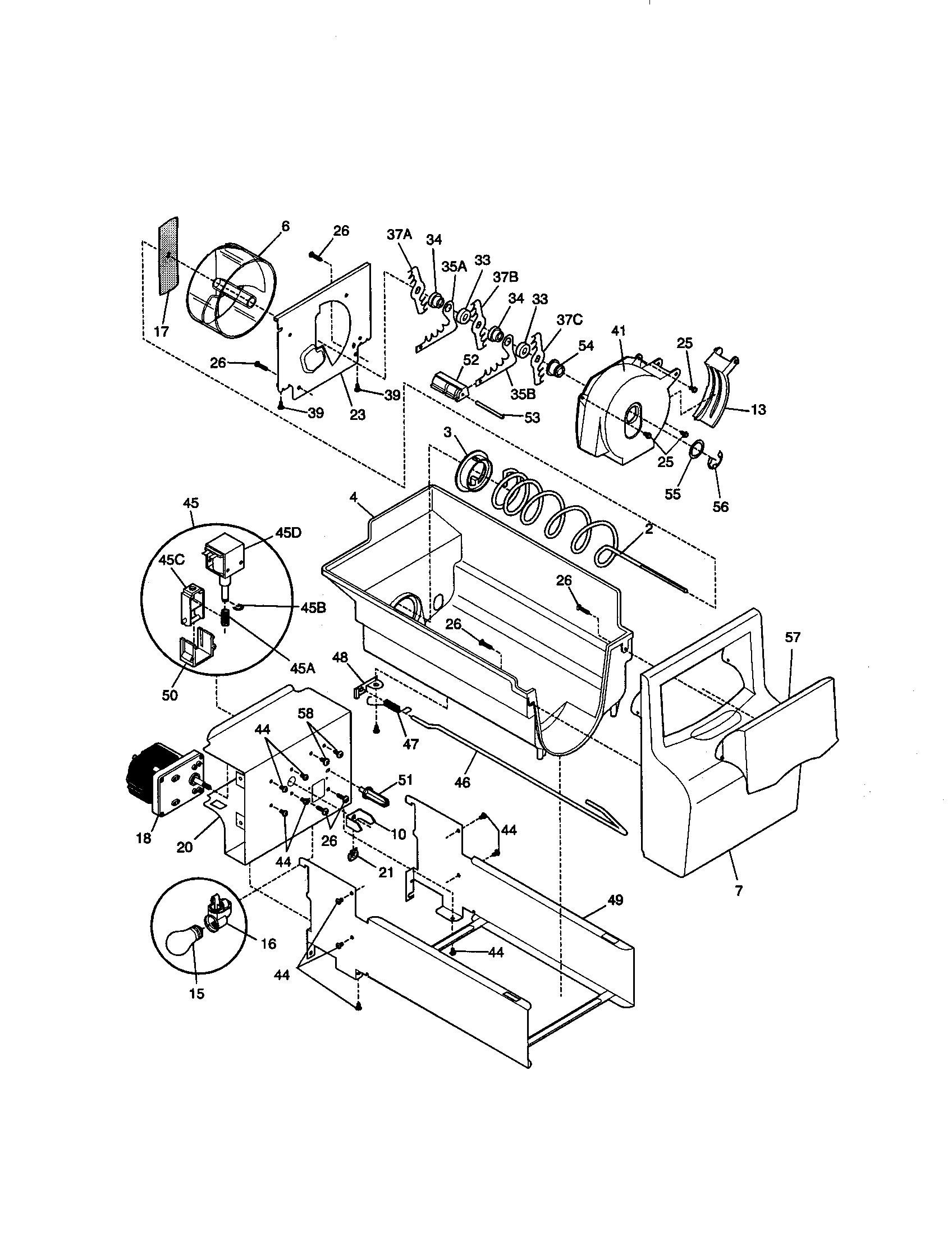 Kenmore 25350682002 ice container diagram
