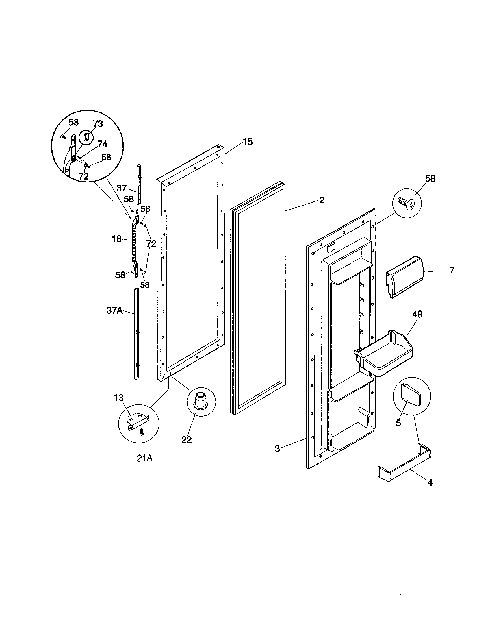 Kenmore 2535808589B refrigerator door diagram