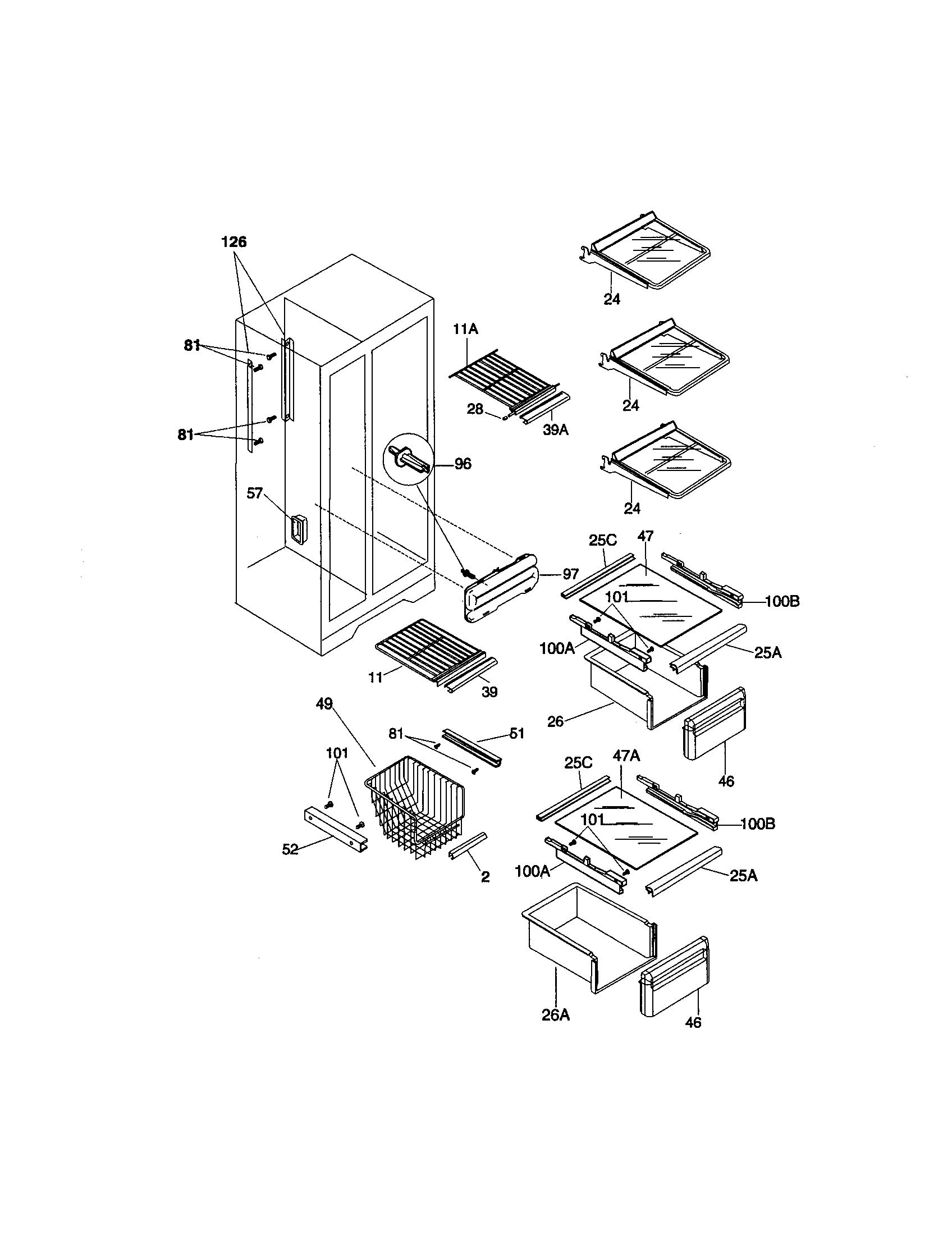 Kenmore 2535808589B shelves diagram