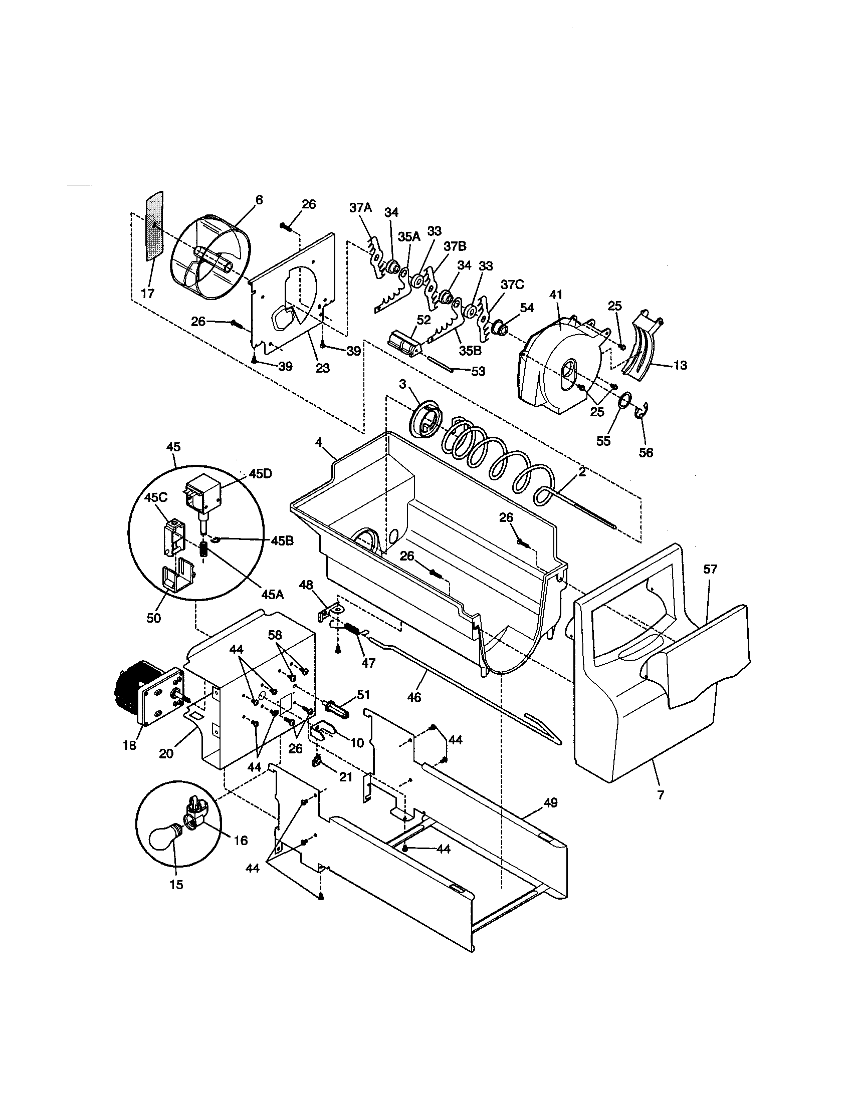Kenmore 2535808589B ice container diagram