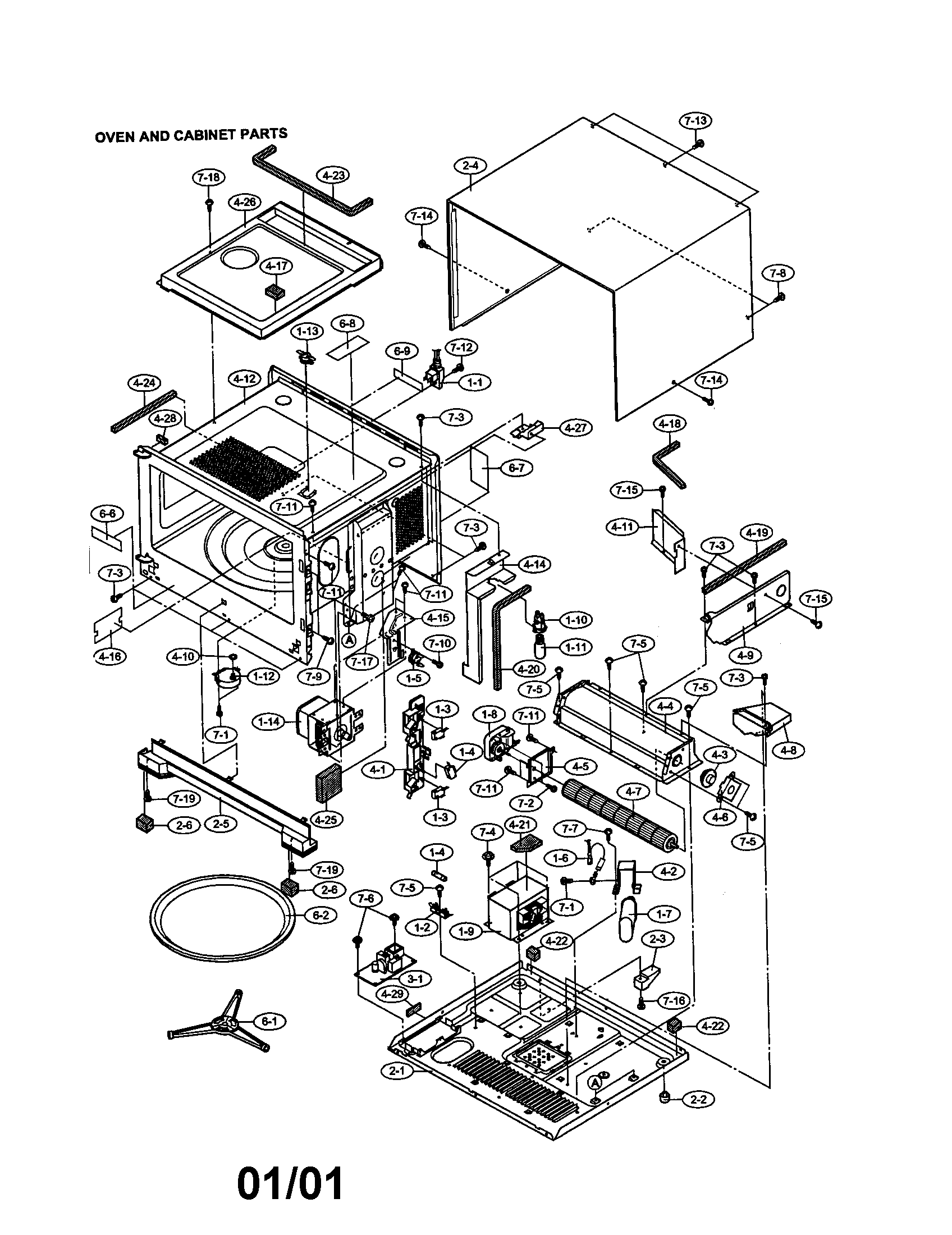 Sharp R-610DK oven and cabinet diagram