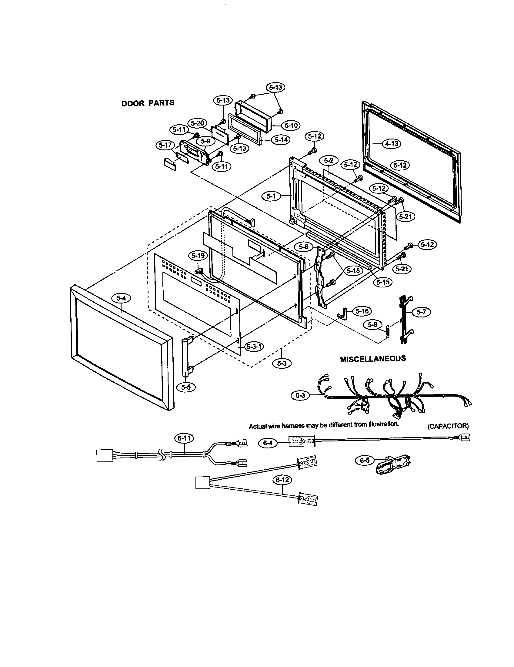 Sharp R-610DK door/miscellaneous diagram