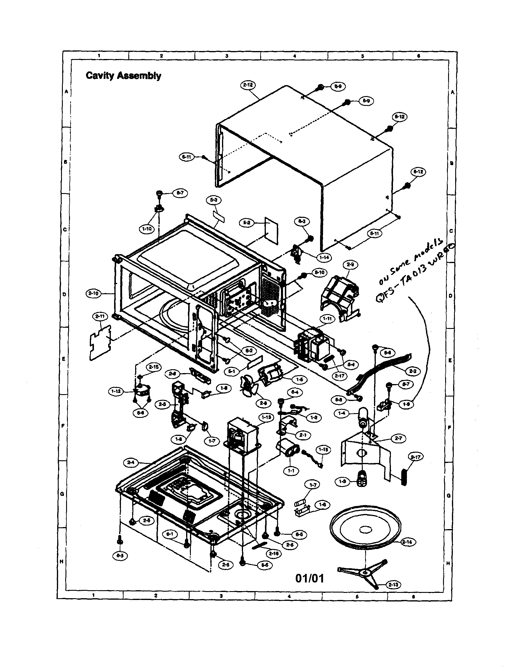 Sharp R-510BW cavity assembly diagram