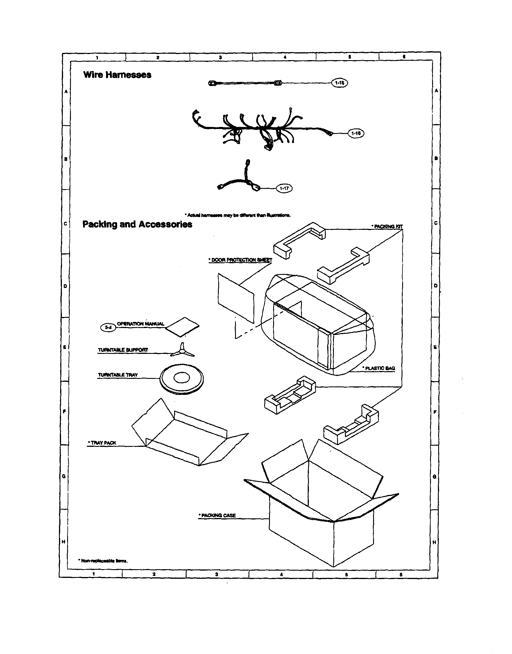 Sharp R-510BW wire harnesses/packing/accessories diagram