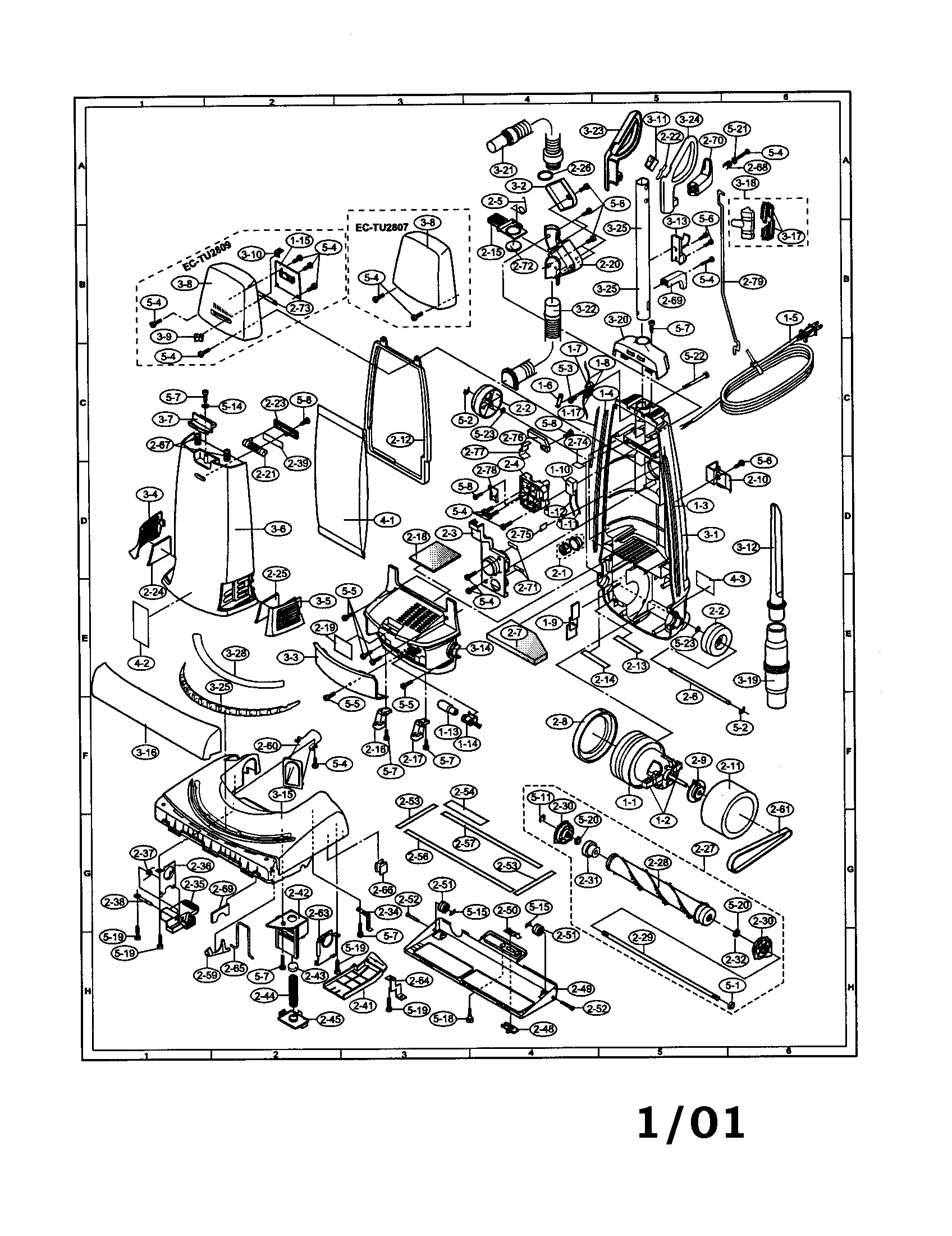Sharp EC-TU2809 upright vac diagram