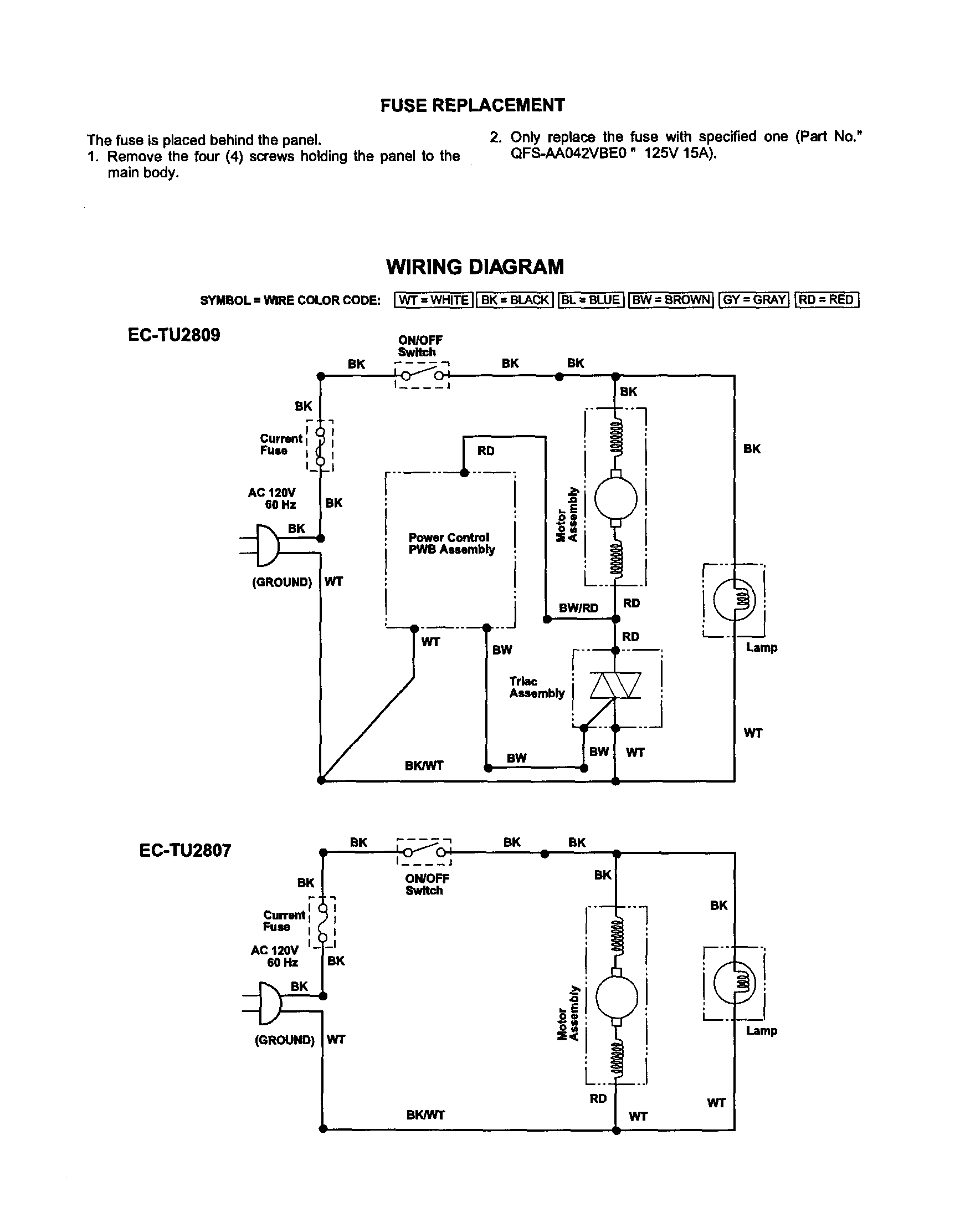 Sharp EC-TU2809 wiring diagram
