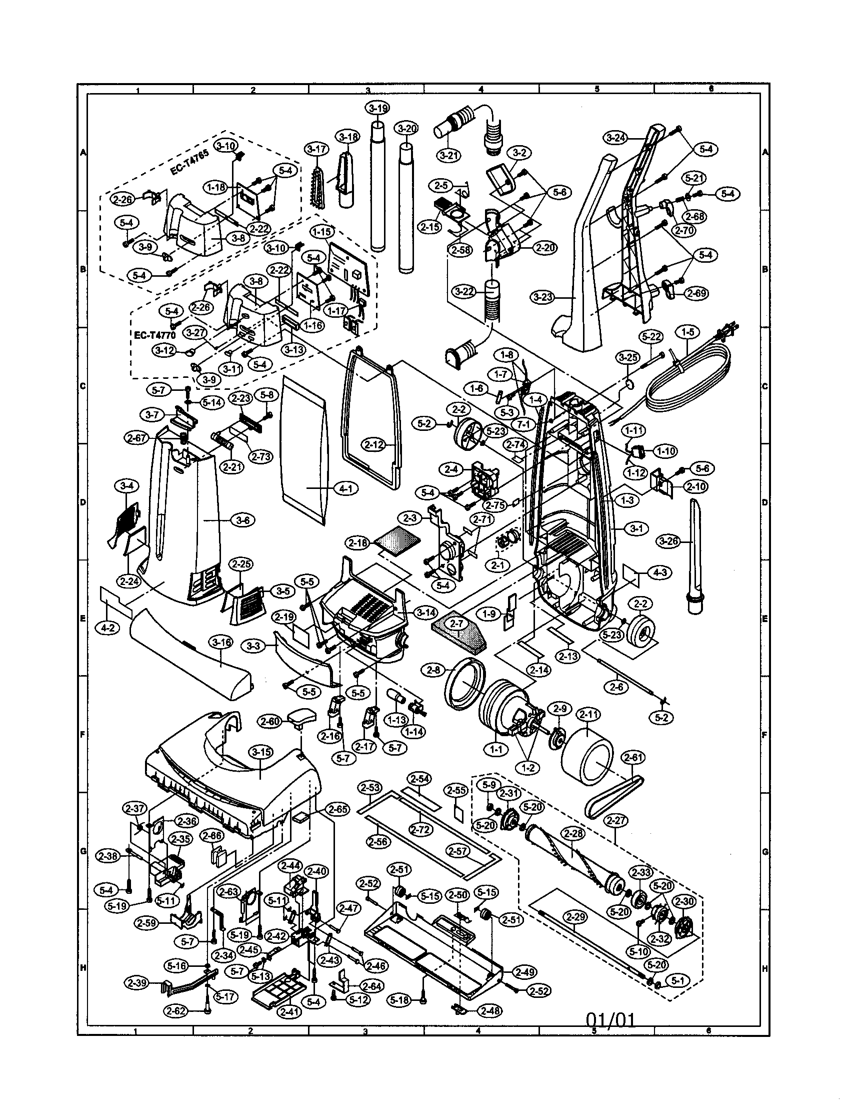Sharp EC-T4765 upright vac diagram