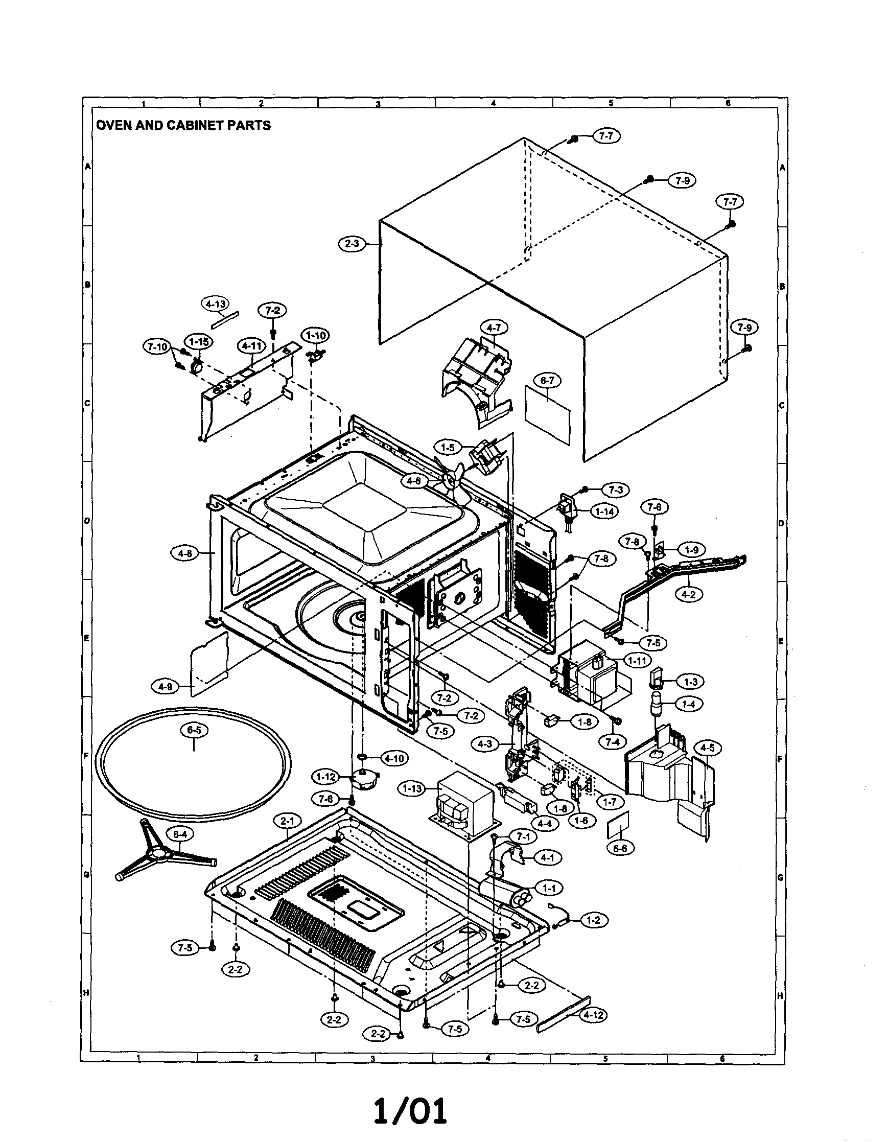 Sharp R-430CS oven and cabinet diagram