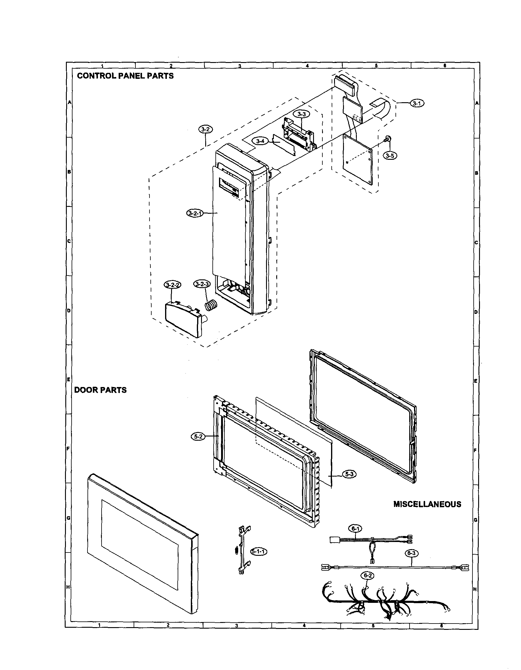 Sharp R-430CS control panel/door/miscellaneous diagram