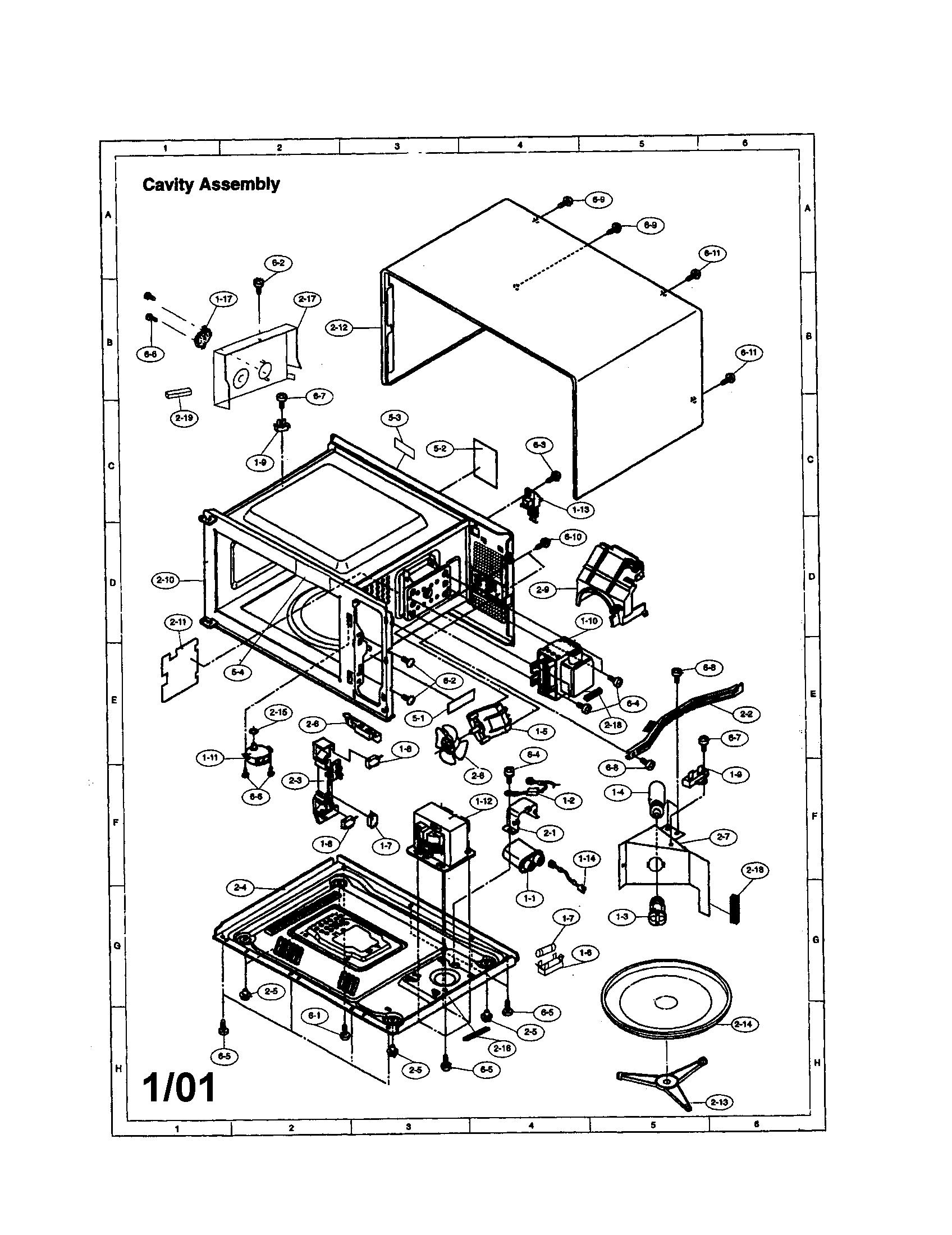 Sharp R-430BD cavity diagram