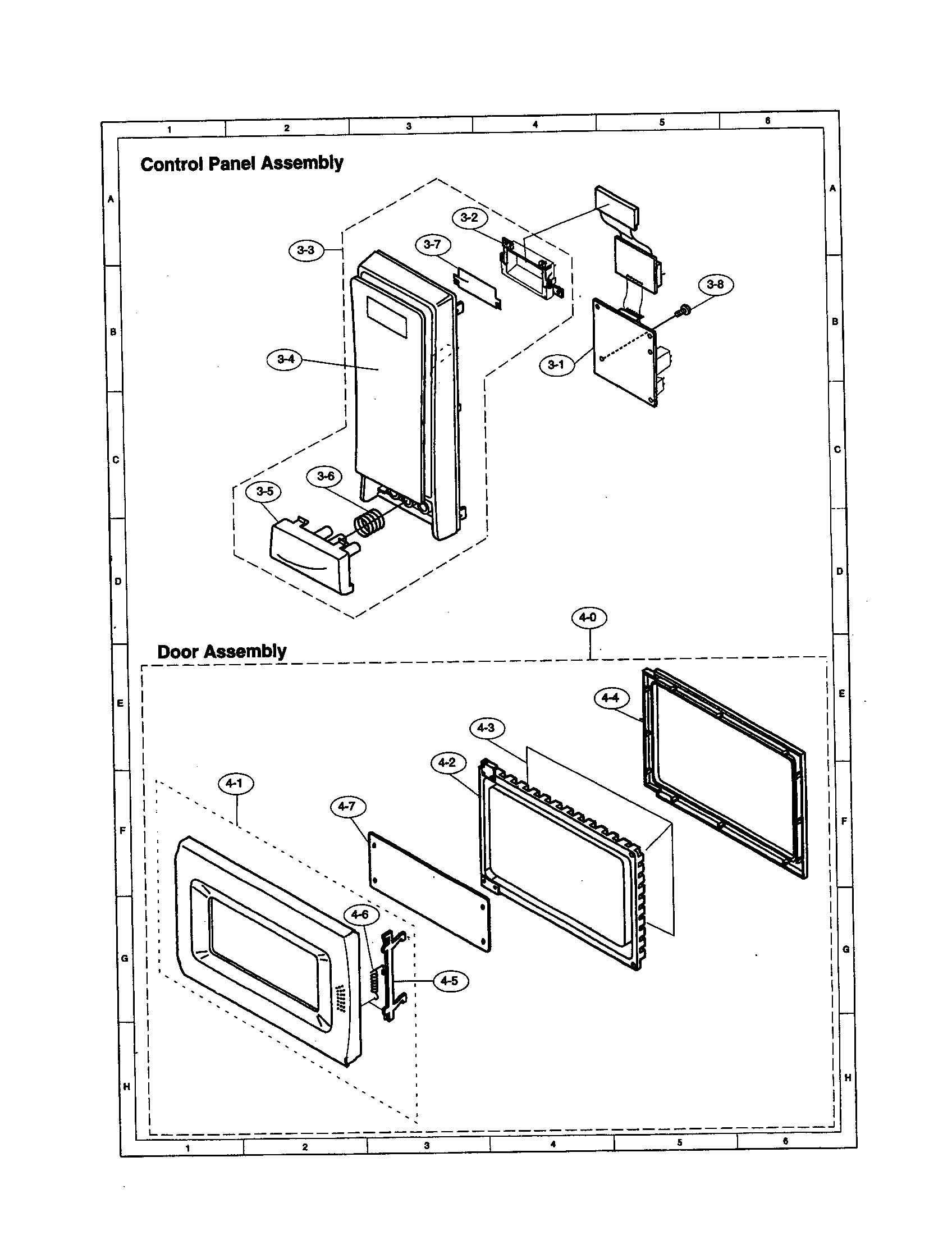 Sharp R-430BD controlpanel/door diagram