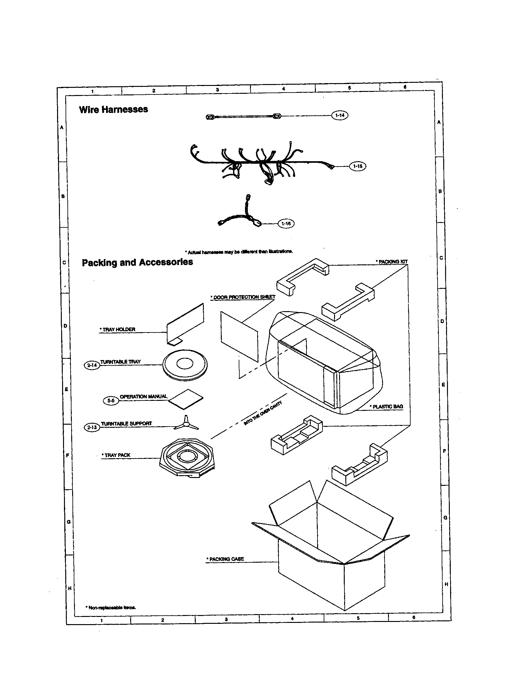 Sharp R-430BD wire harness/packing/accessories diagram