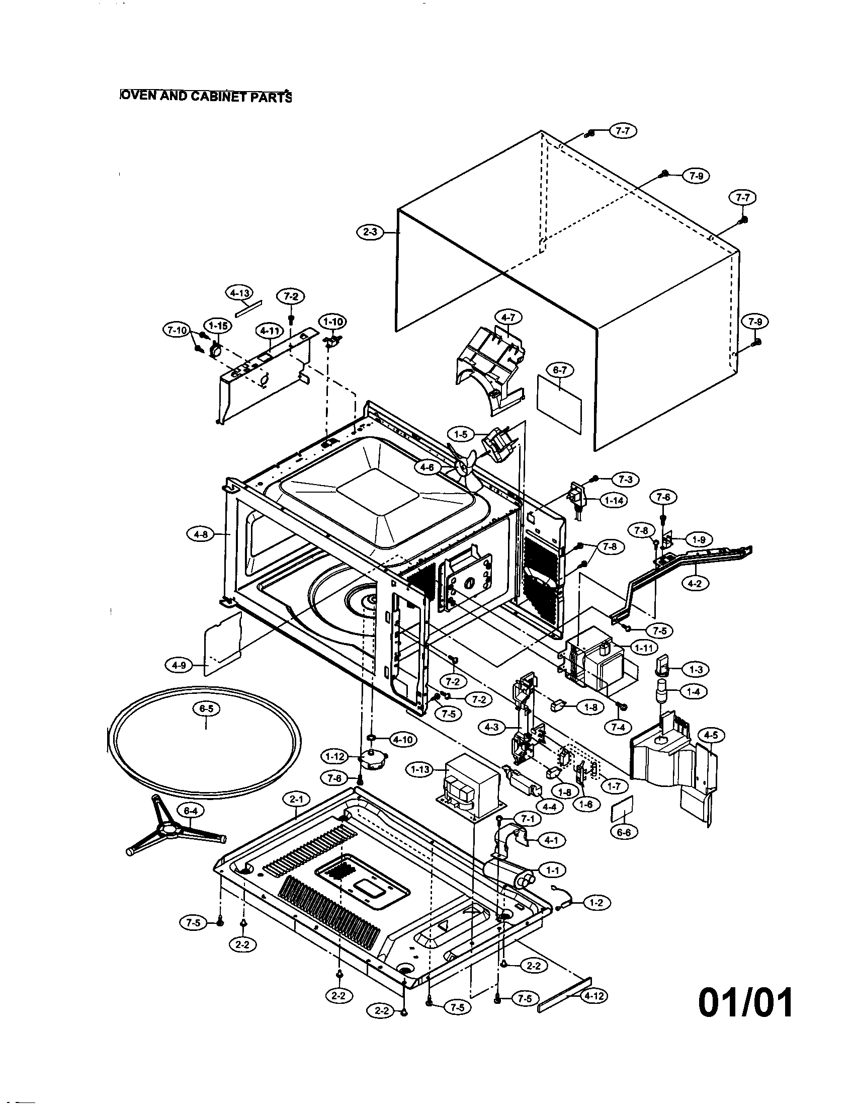 Sharp R-419CK oven and cabinet diagram