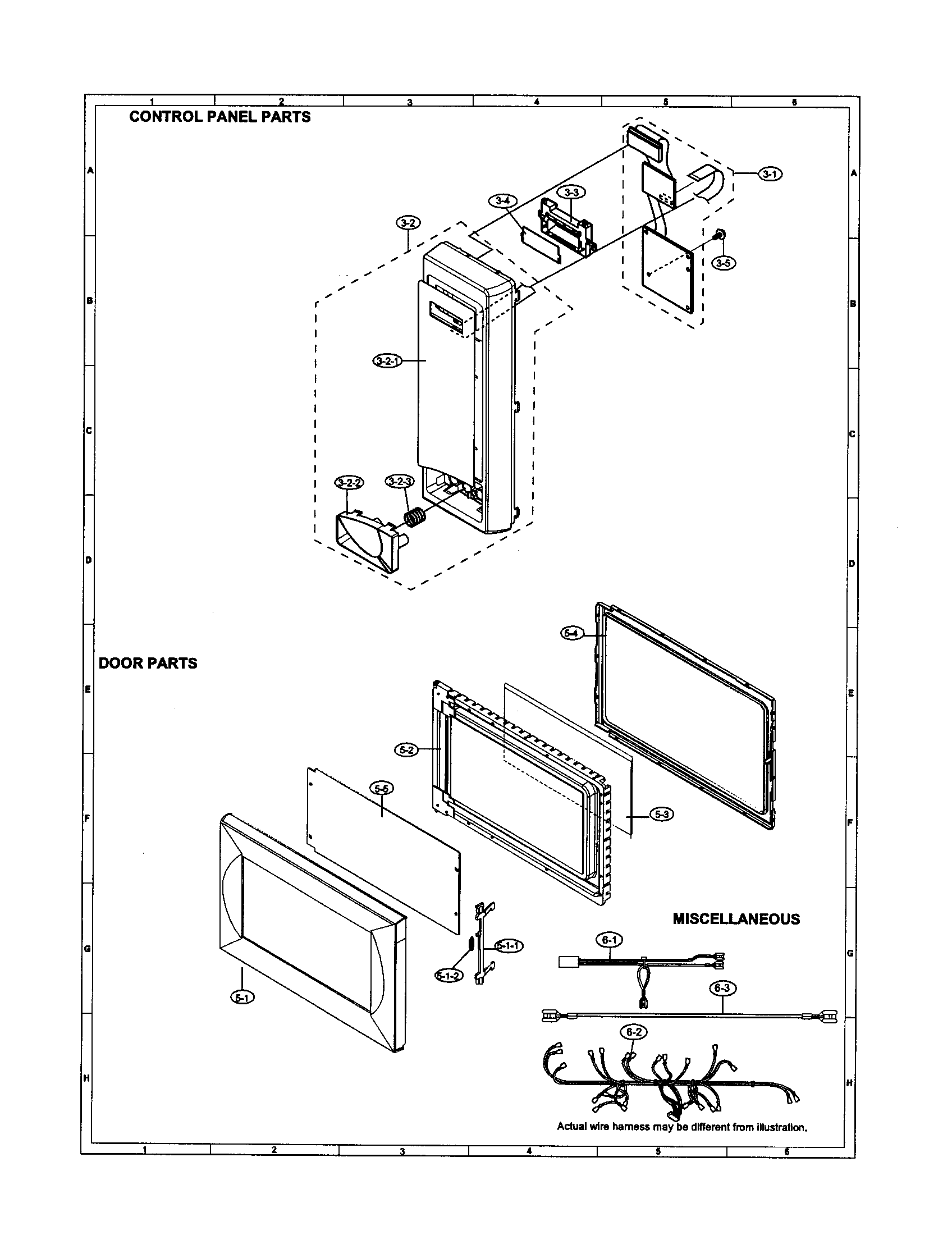 Sharp R-419CK control panel/door/miscellaneous diagram
