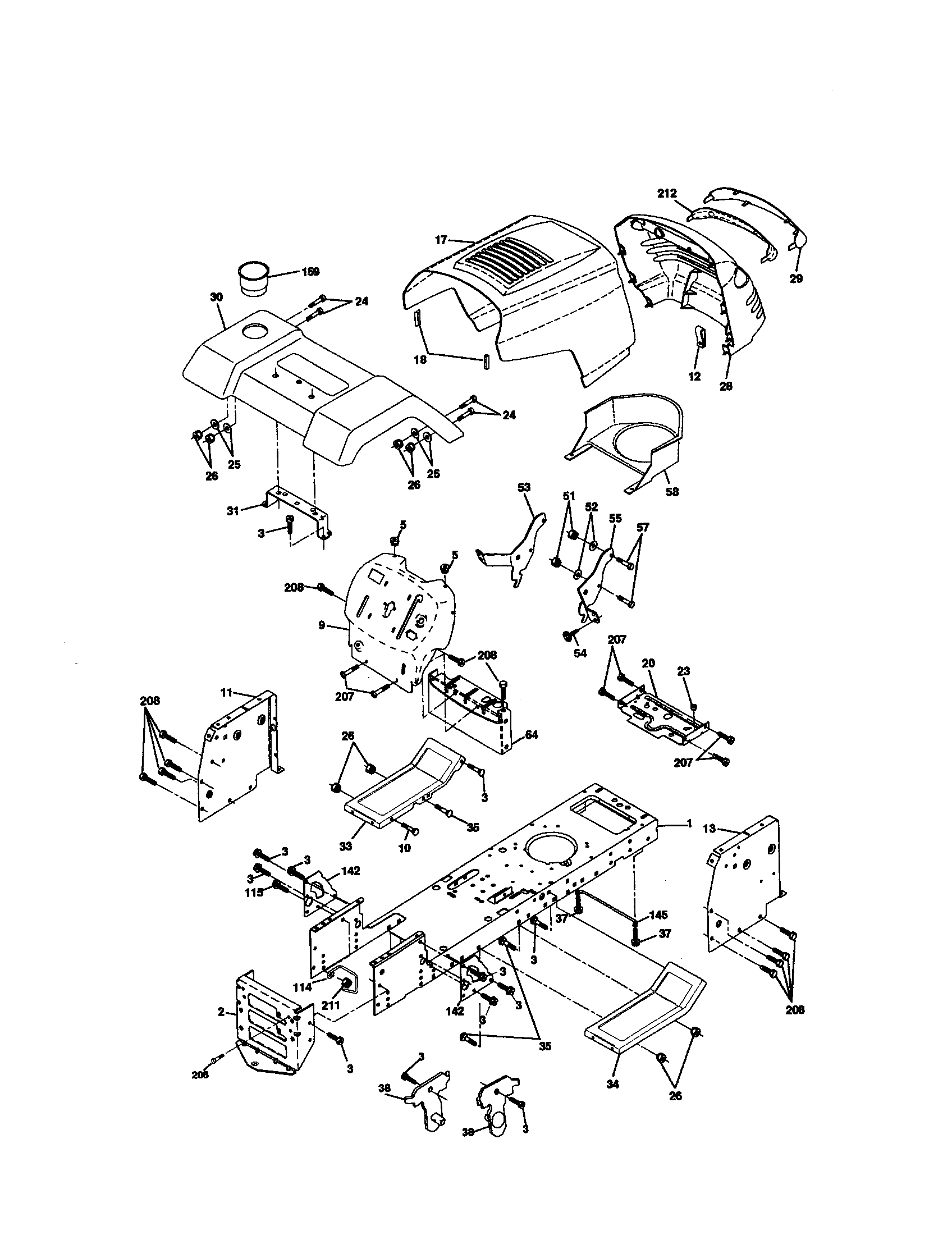 Poulan PRK17G42STA chassis and enclosures diagram