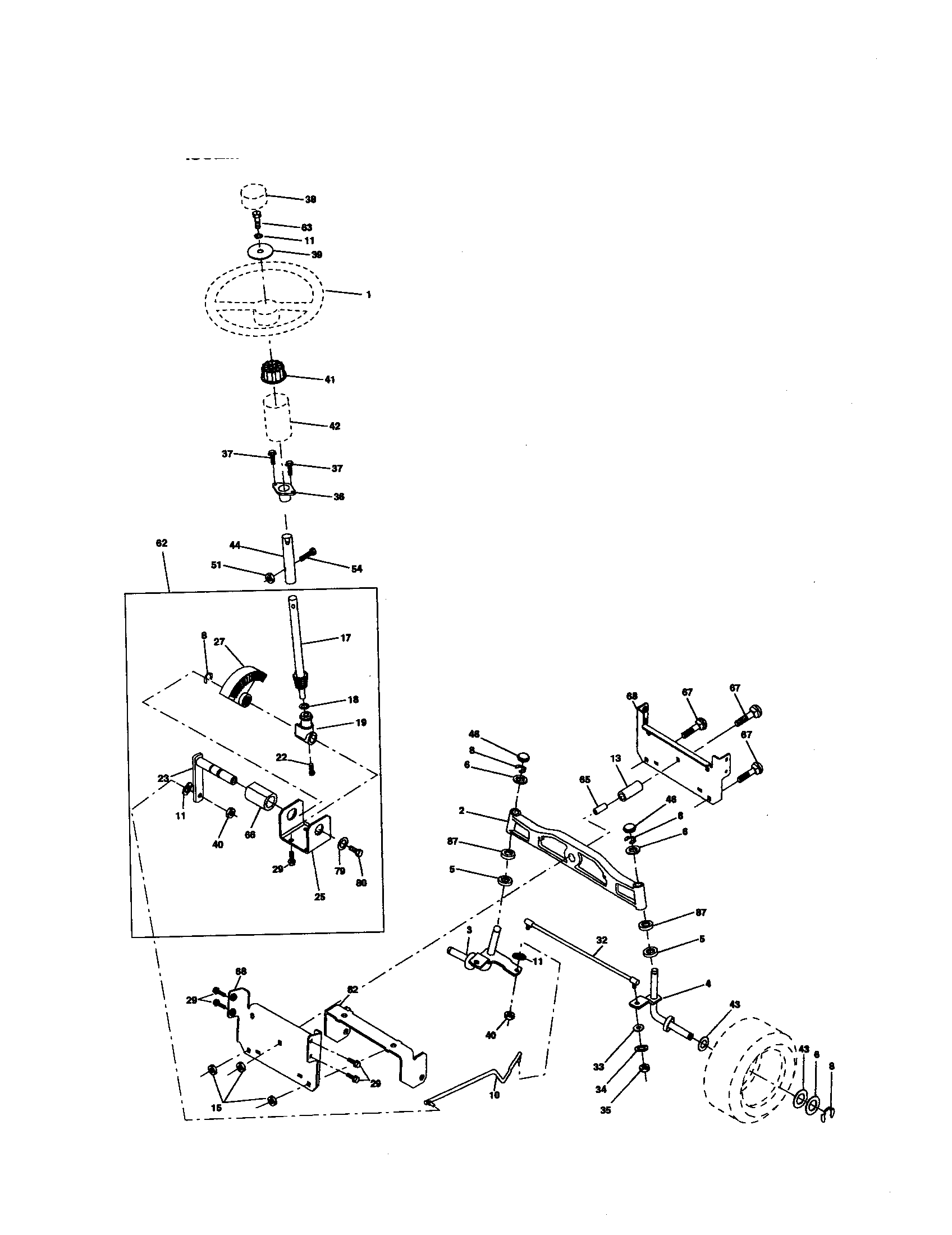 Poulan PRK17G42STA steering assembly diagram