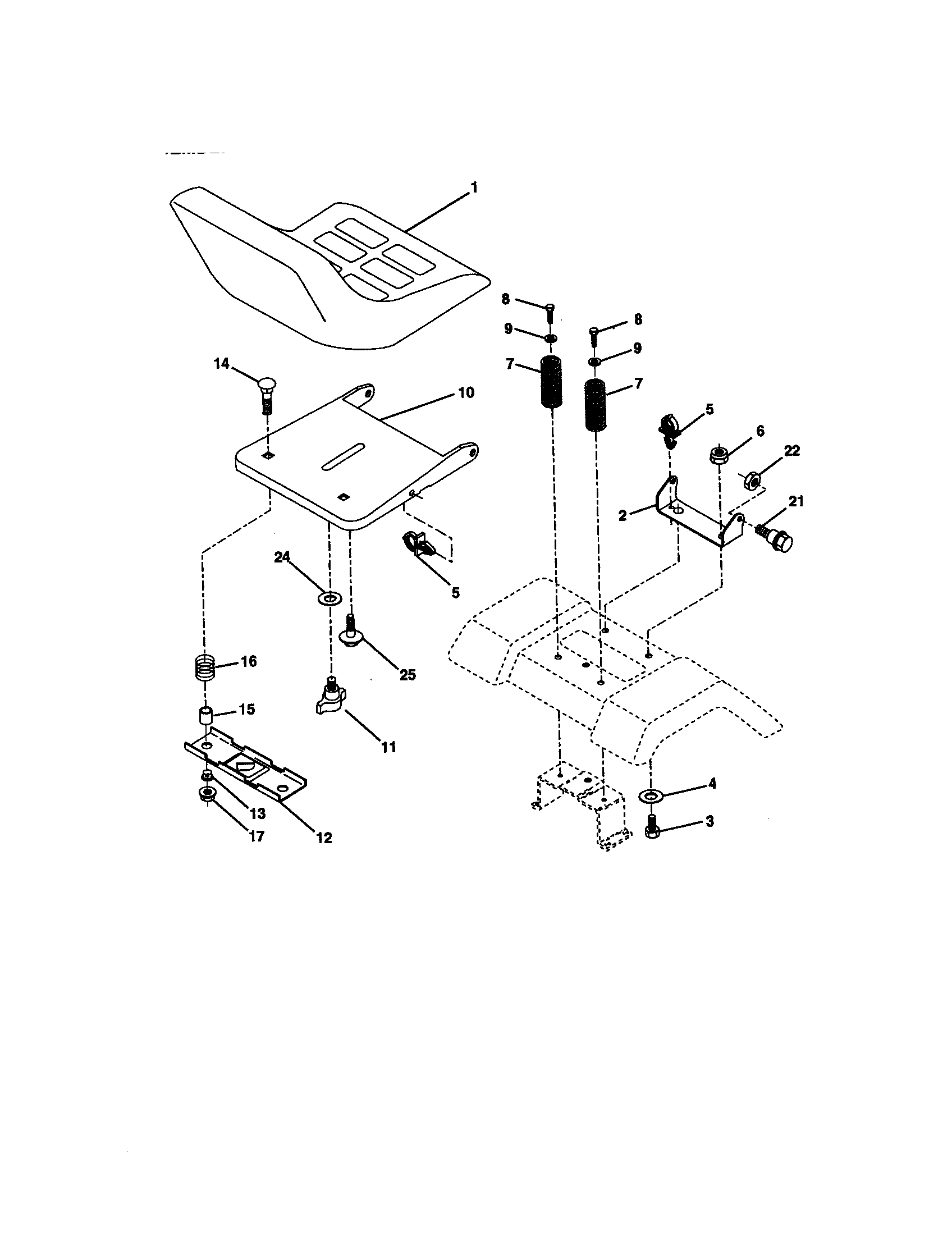Poulan PRK17G42STA seat assembly diagram