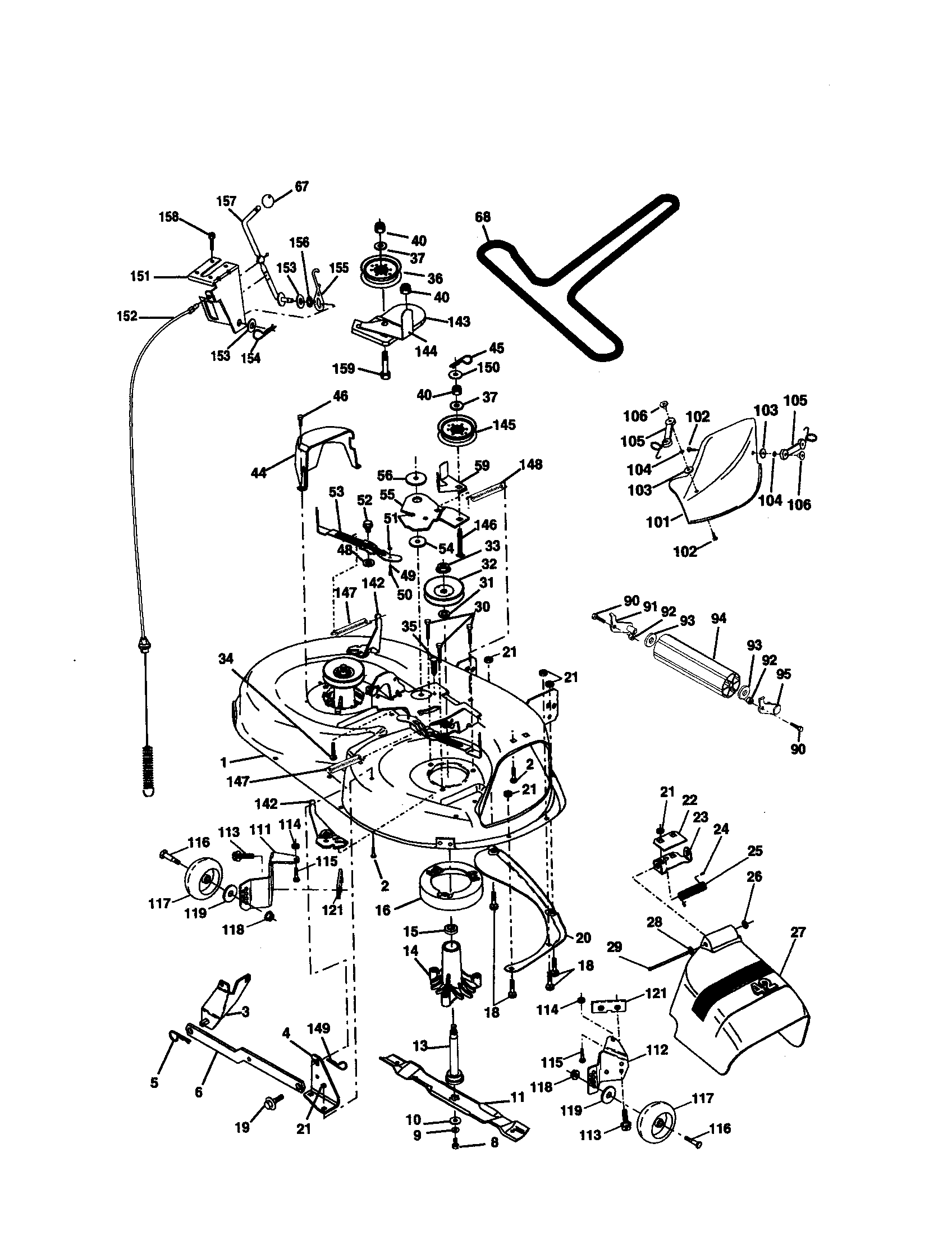 Poulan PRK17G42STA mower deck diagram
