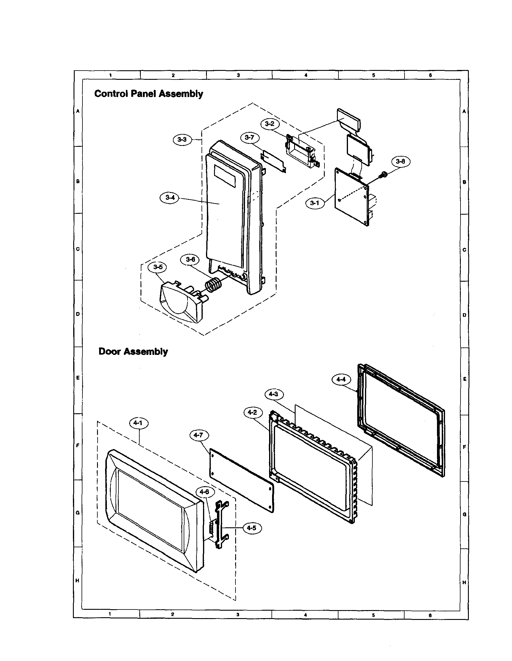 Sharp R-410CK control panel/door diagram