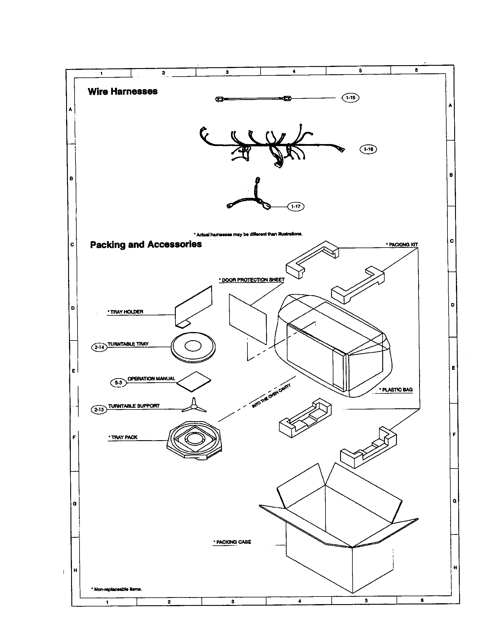 Sharp R-410CK wire harness/packing/accessories diagram