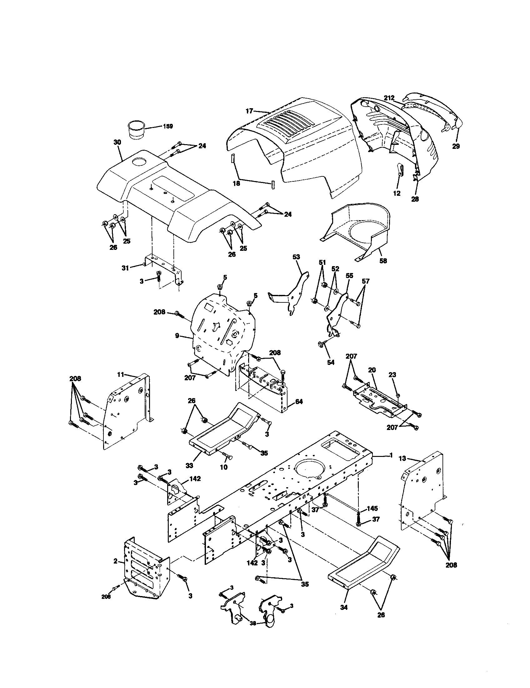 Poulan PR20H42STB chassis diagram
