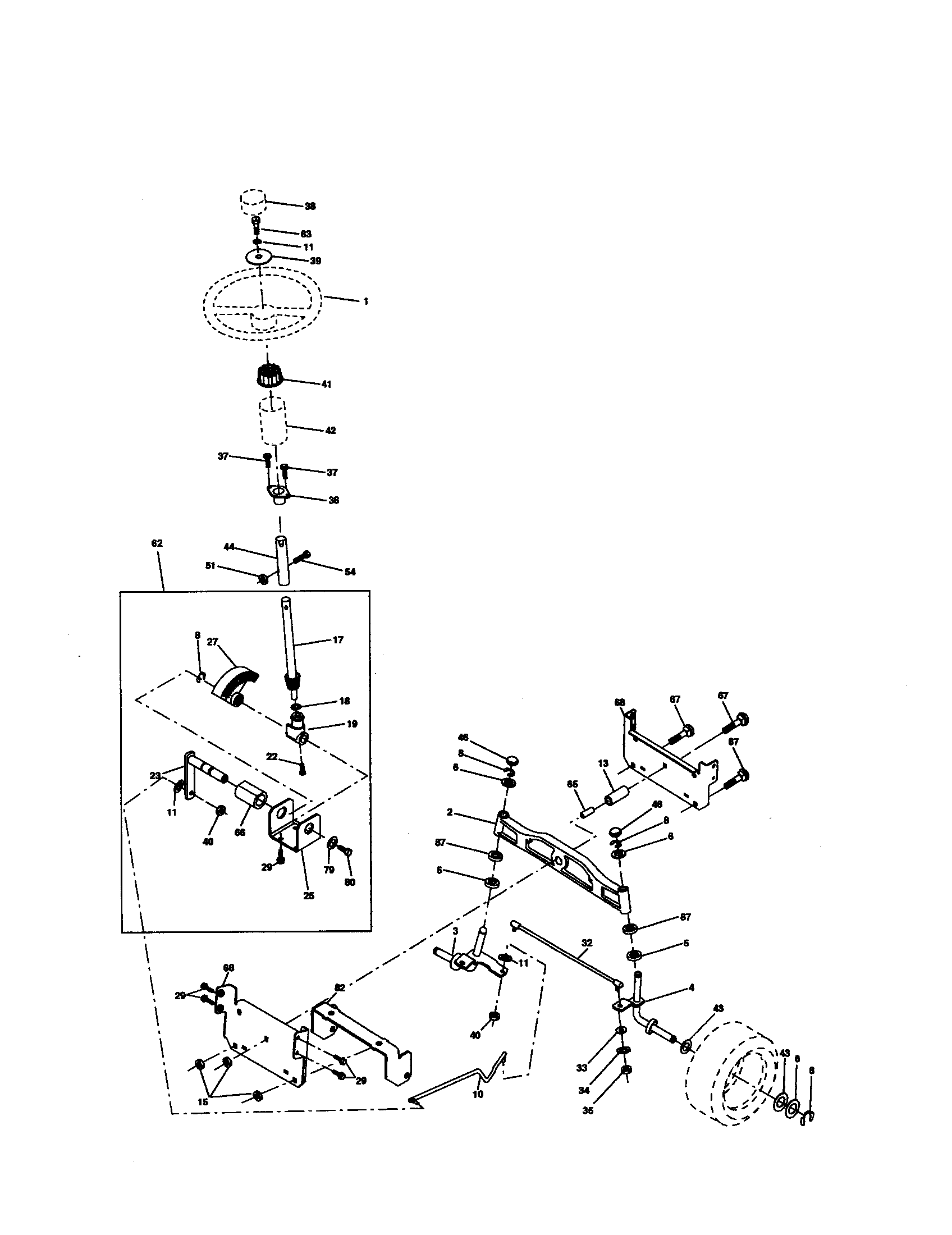 Poulan PR20H42STB steering assembly diagram