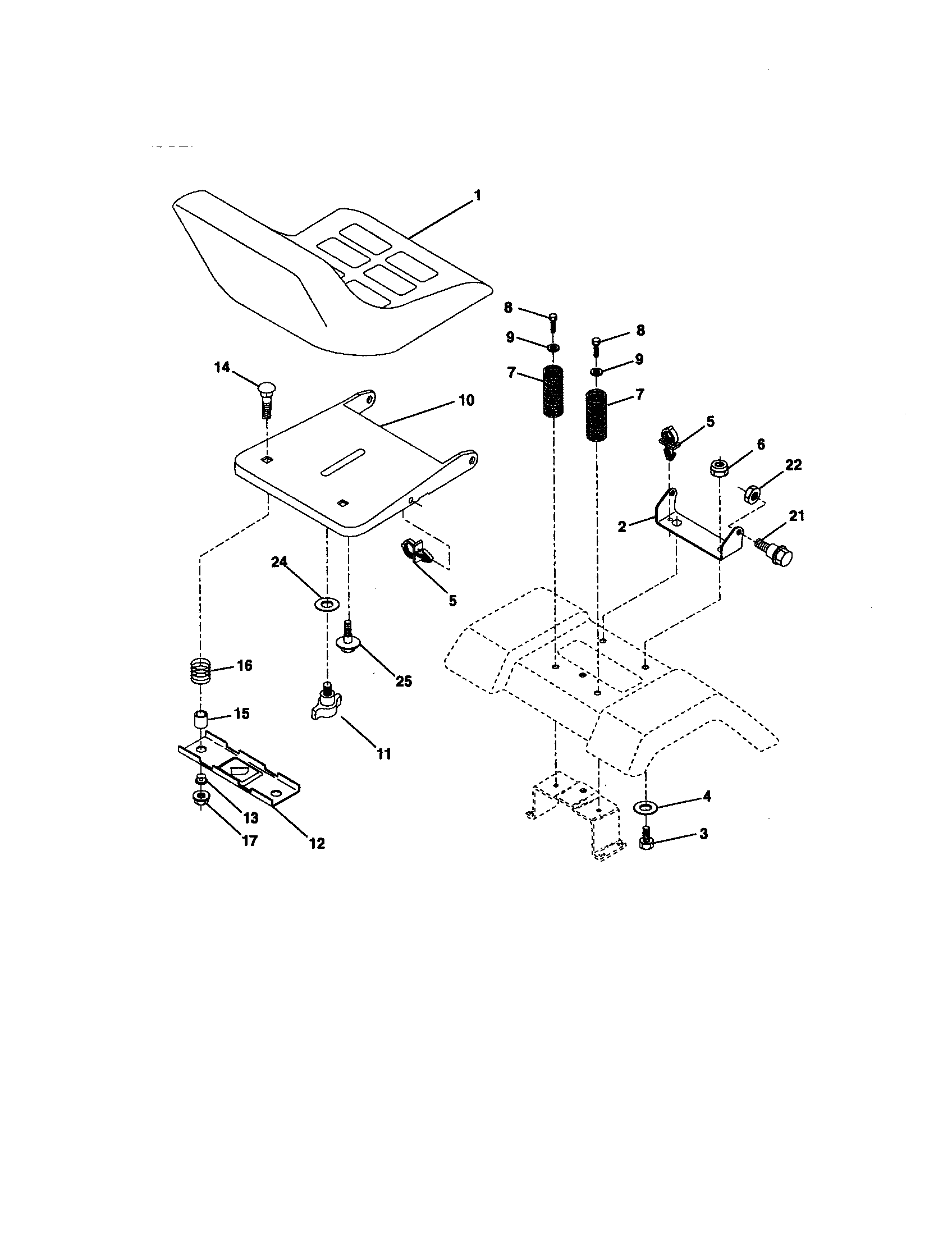Poulan PR20H42STB seat assembly diagram