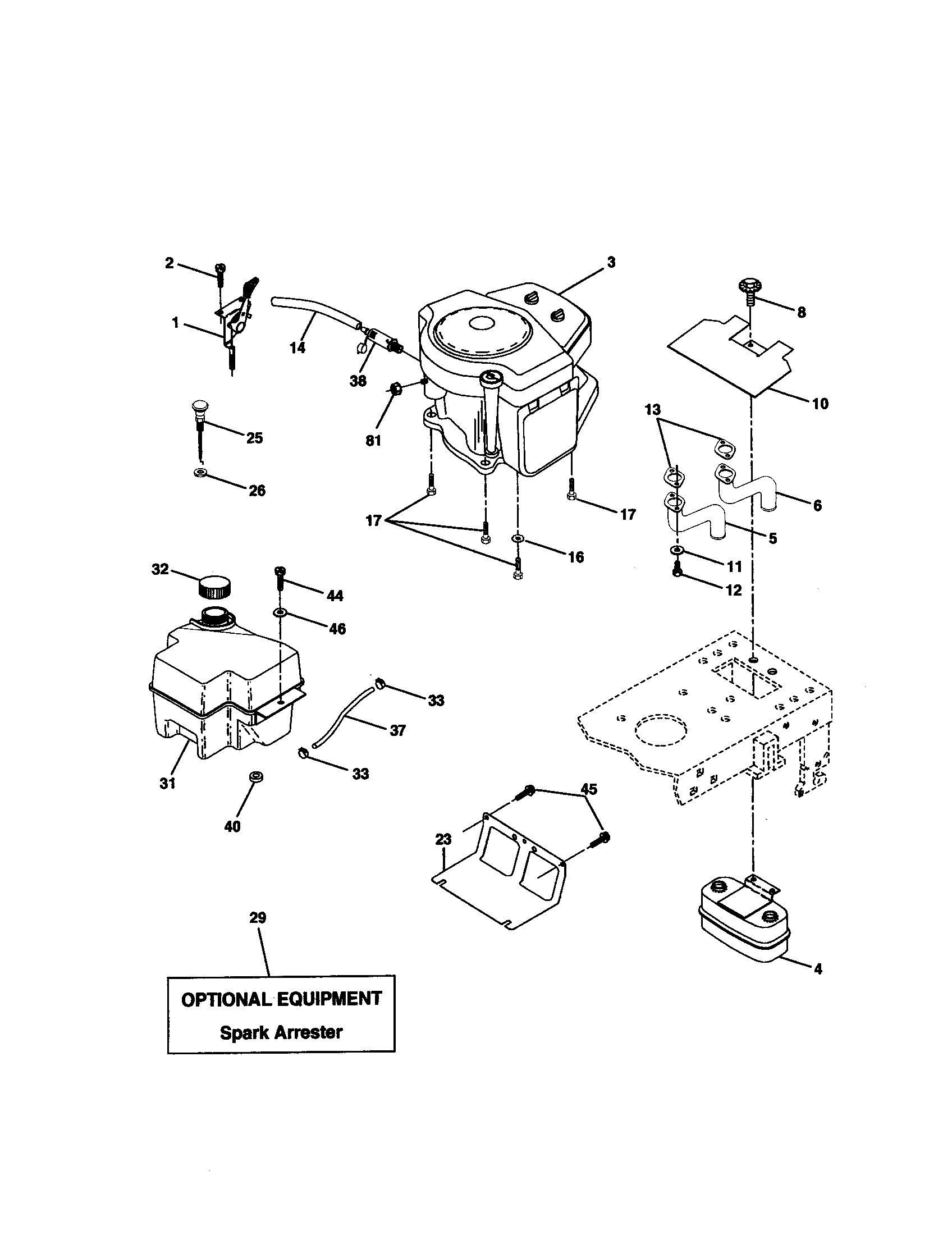 Poulan PR20H42STB engine diagram