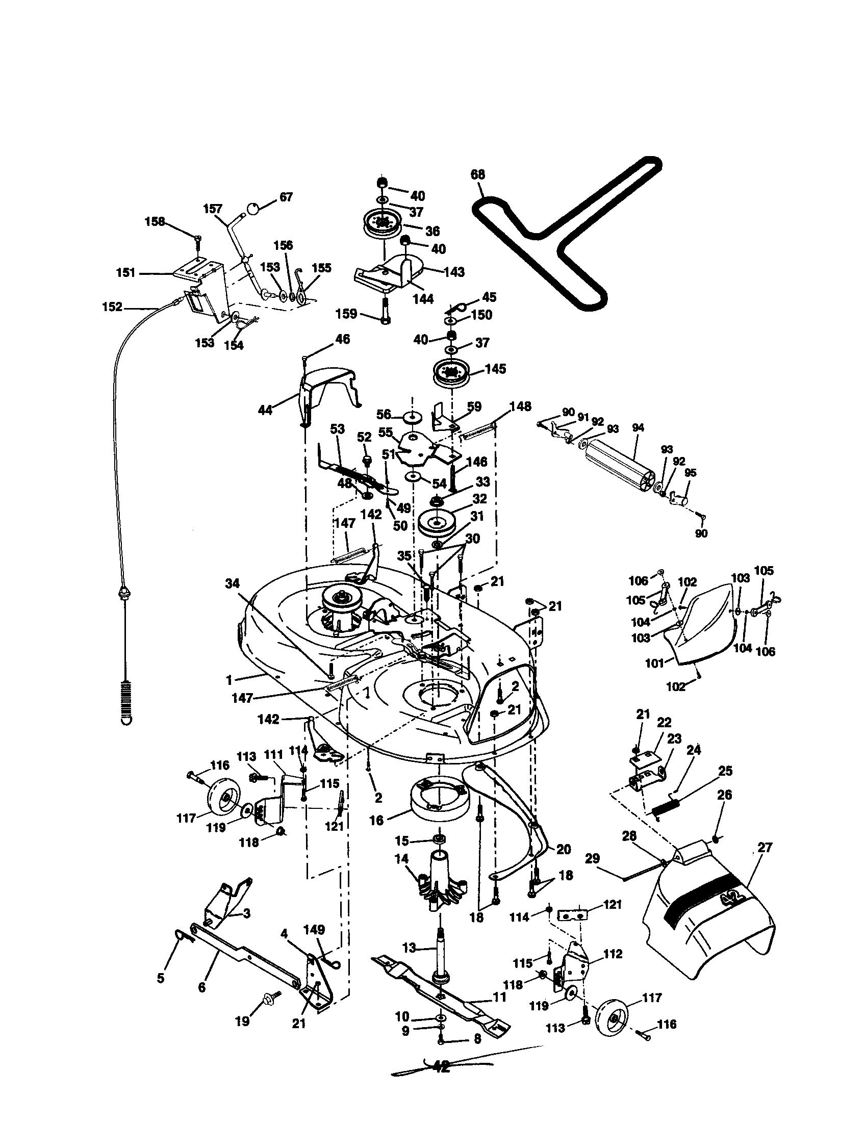 Poulan PR20H42STB mower deck diagram