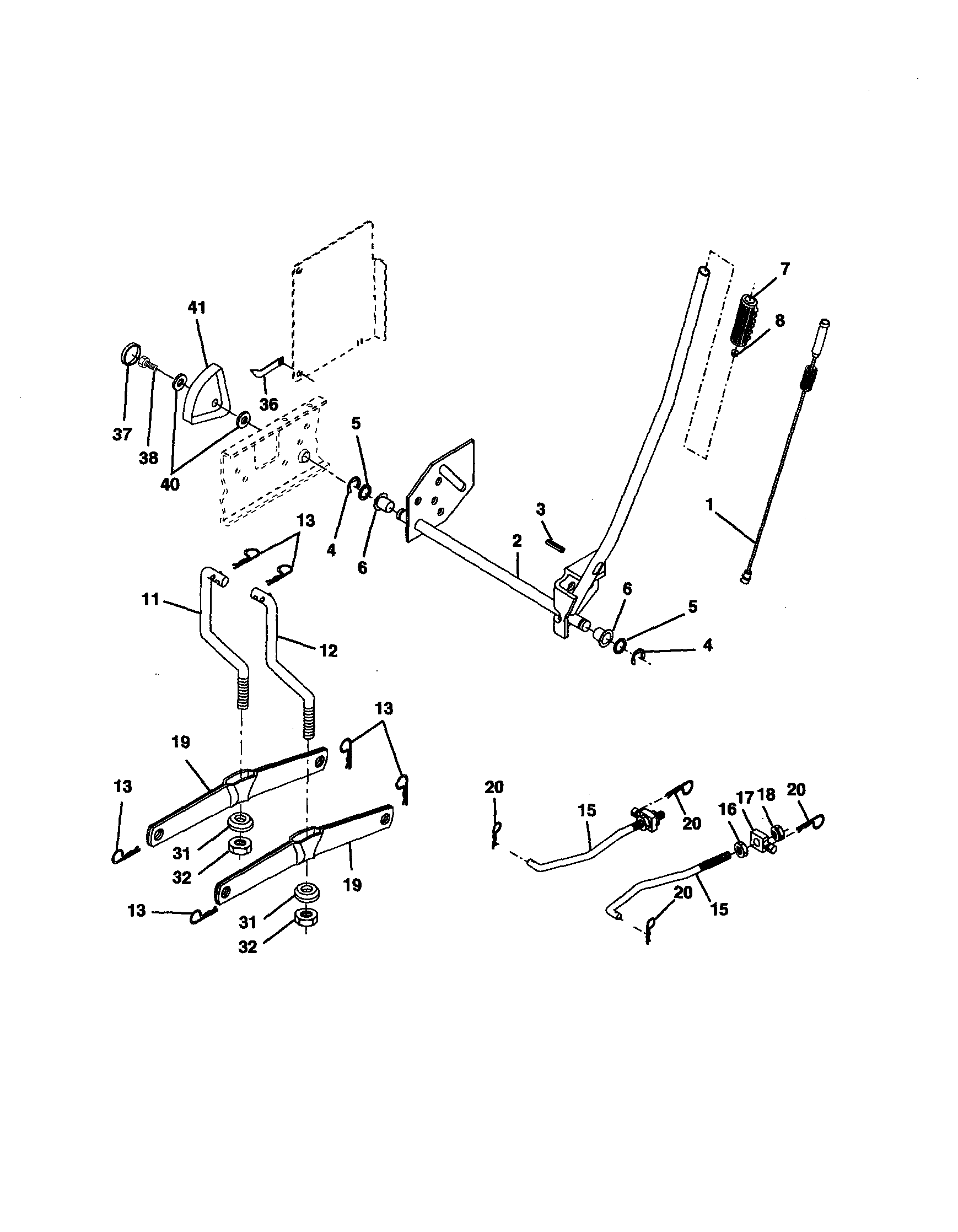 Poulan PR20H42STB mower lift diagram