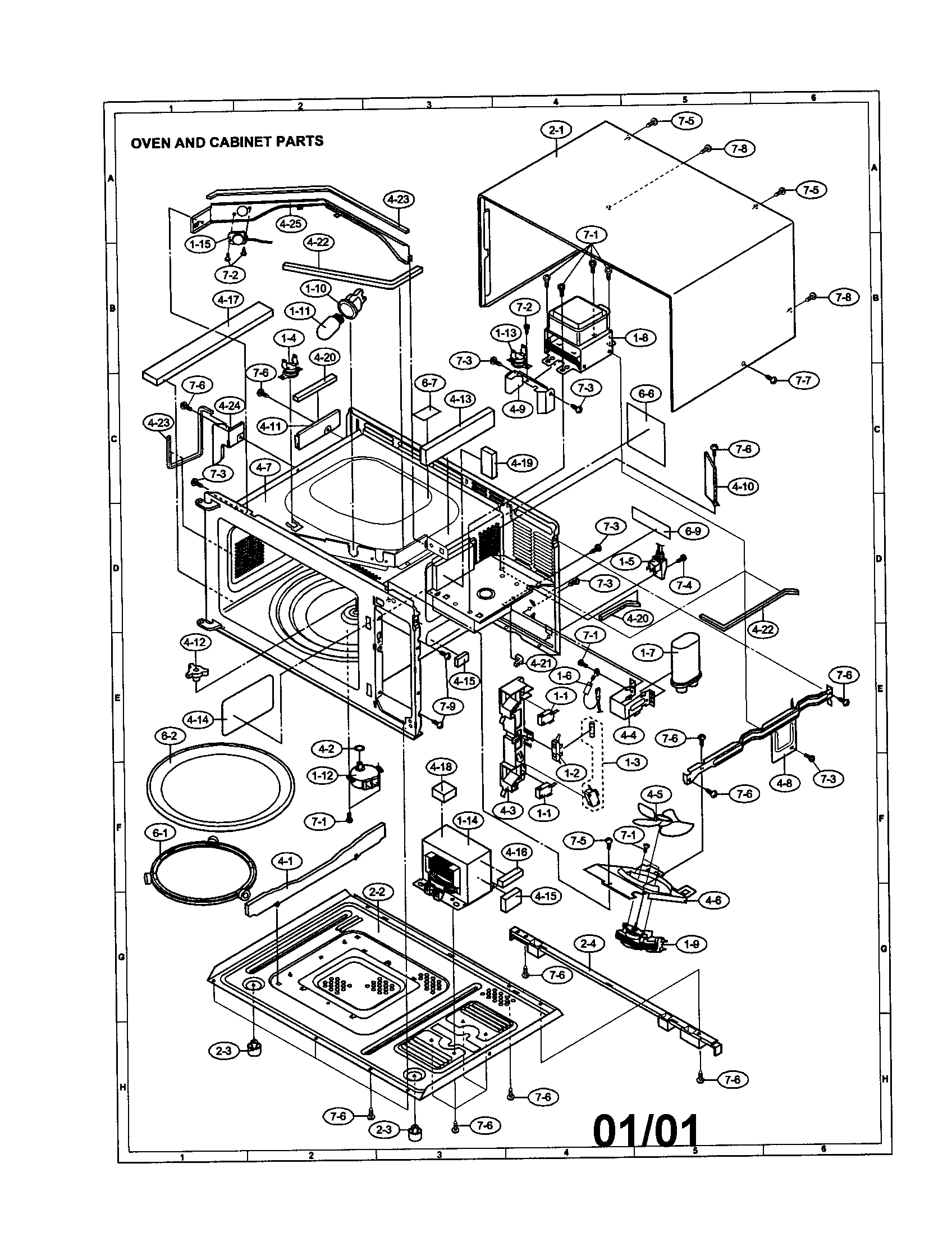Sharp R-340DW oven and cabinet diagram