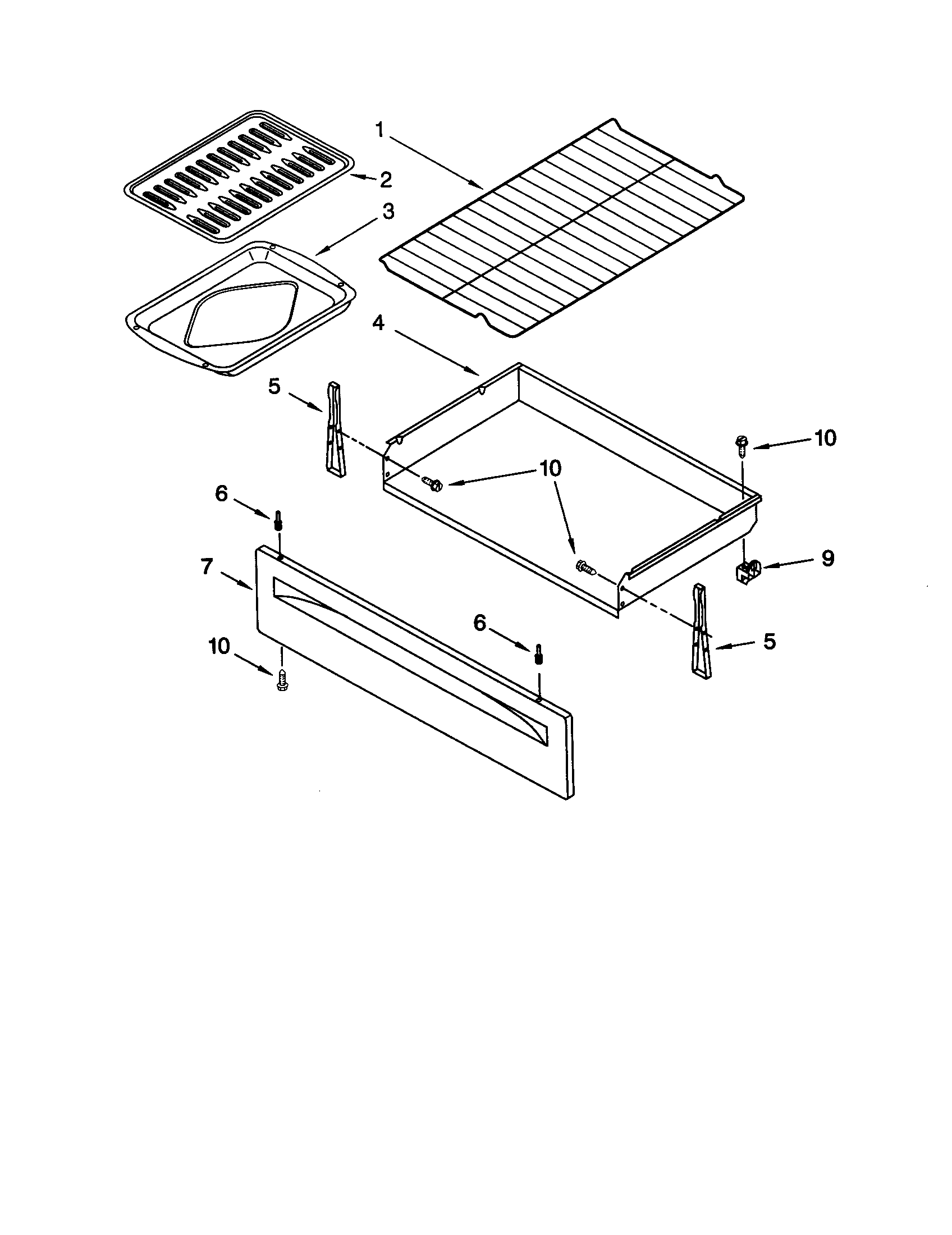 Whirlpool SF377PEGB6 drawer and broiler diagram