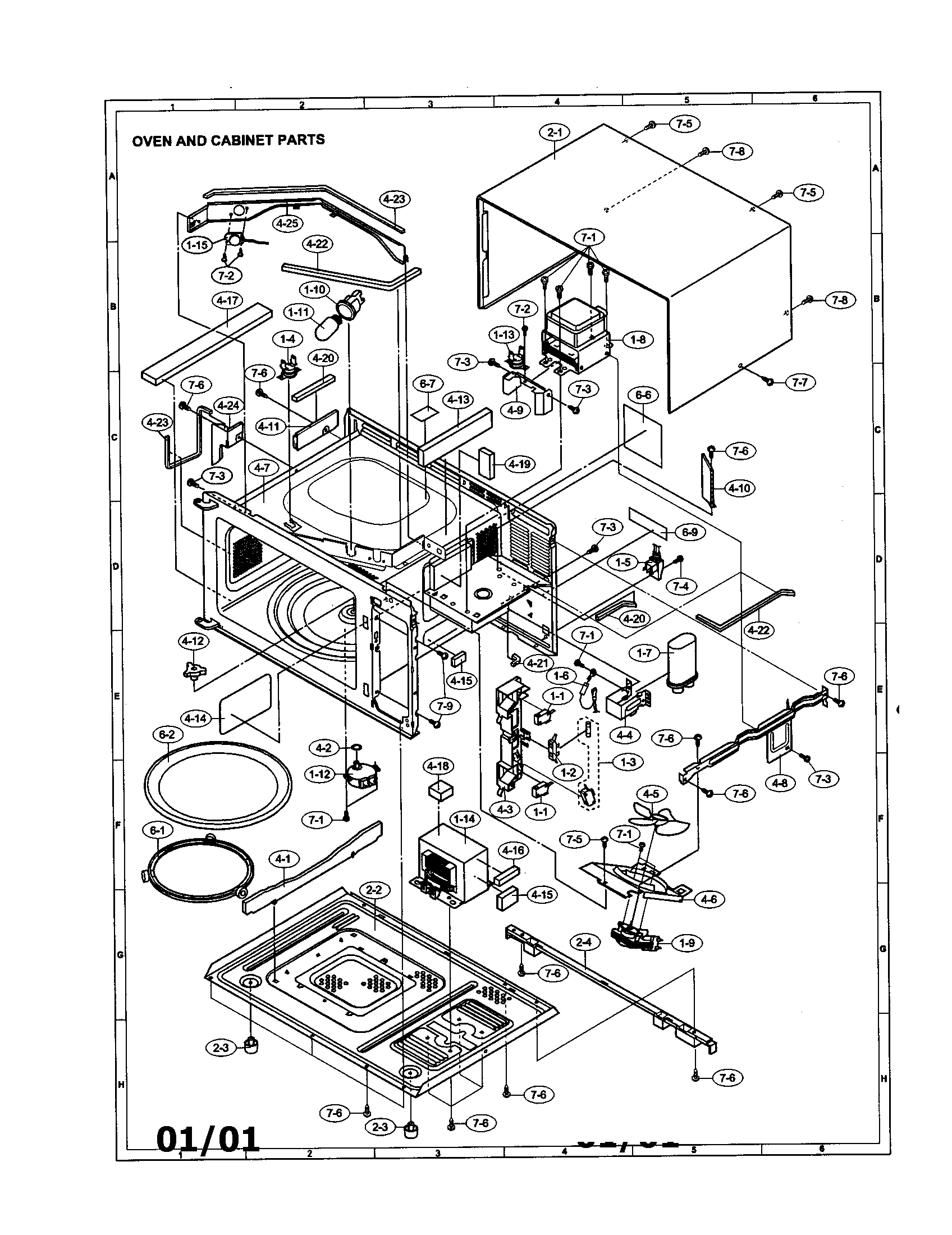 Sharp R-330DK oven and cabinet diagram