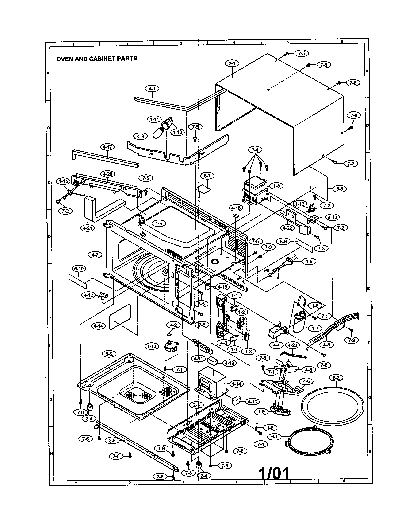 Sharp R-330BK oven and cabinet diagram