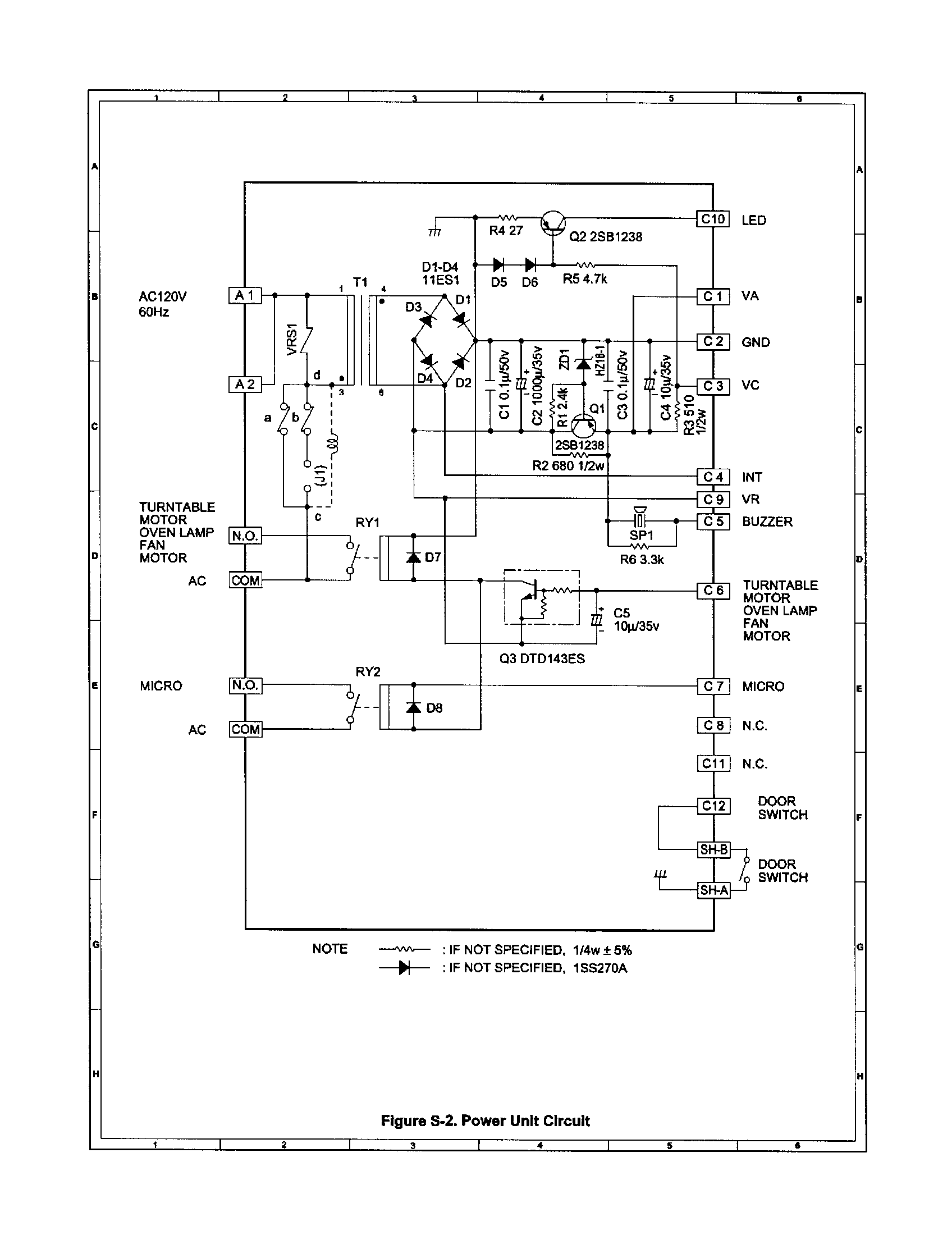 Sharp R-330BK power unit circuit diagram