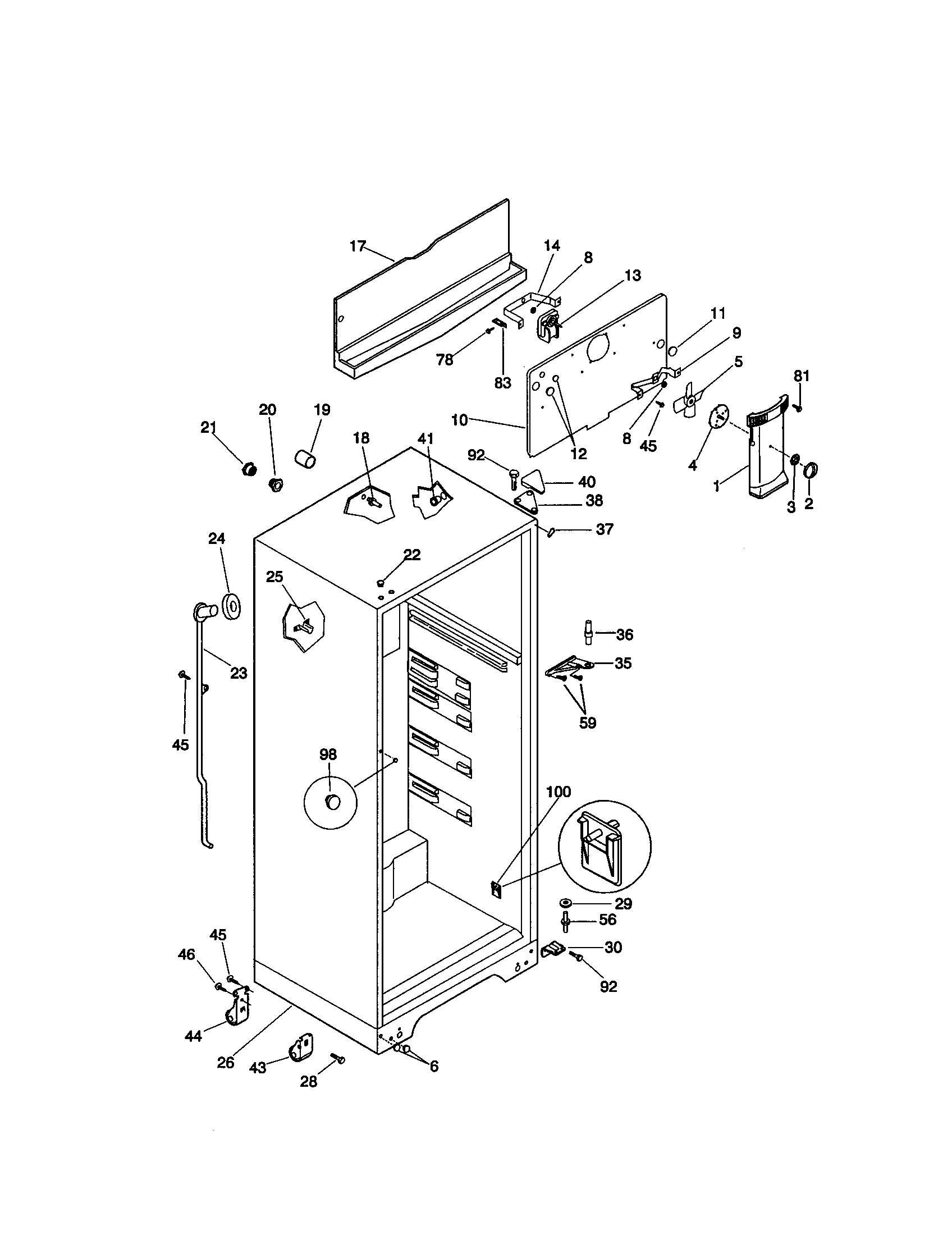 Kenmore 2533661989A cabinet diagram