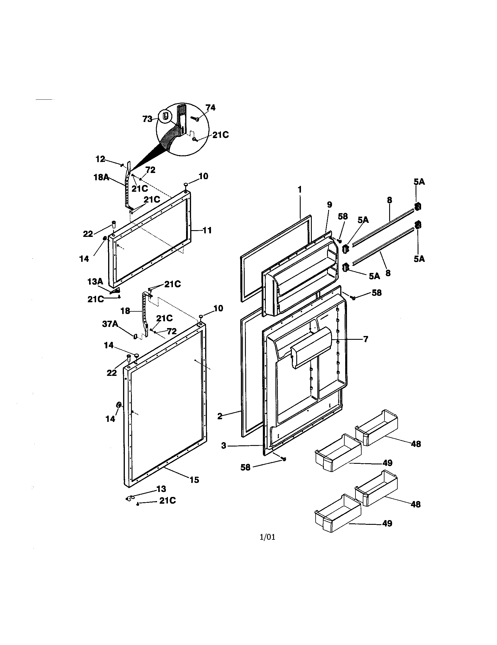 Kenmore 2533864789A door diagram