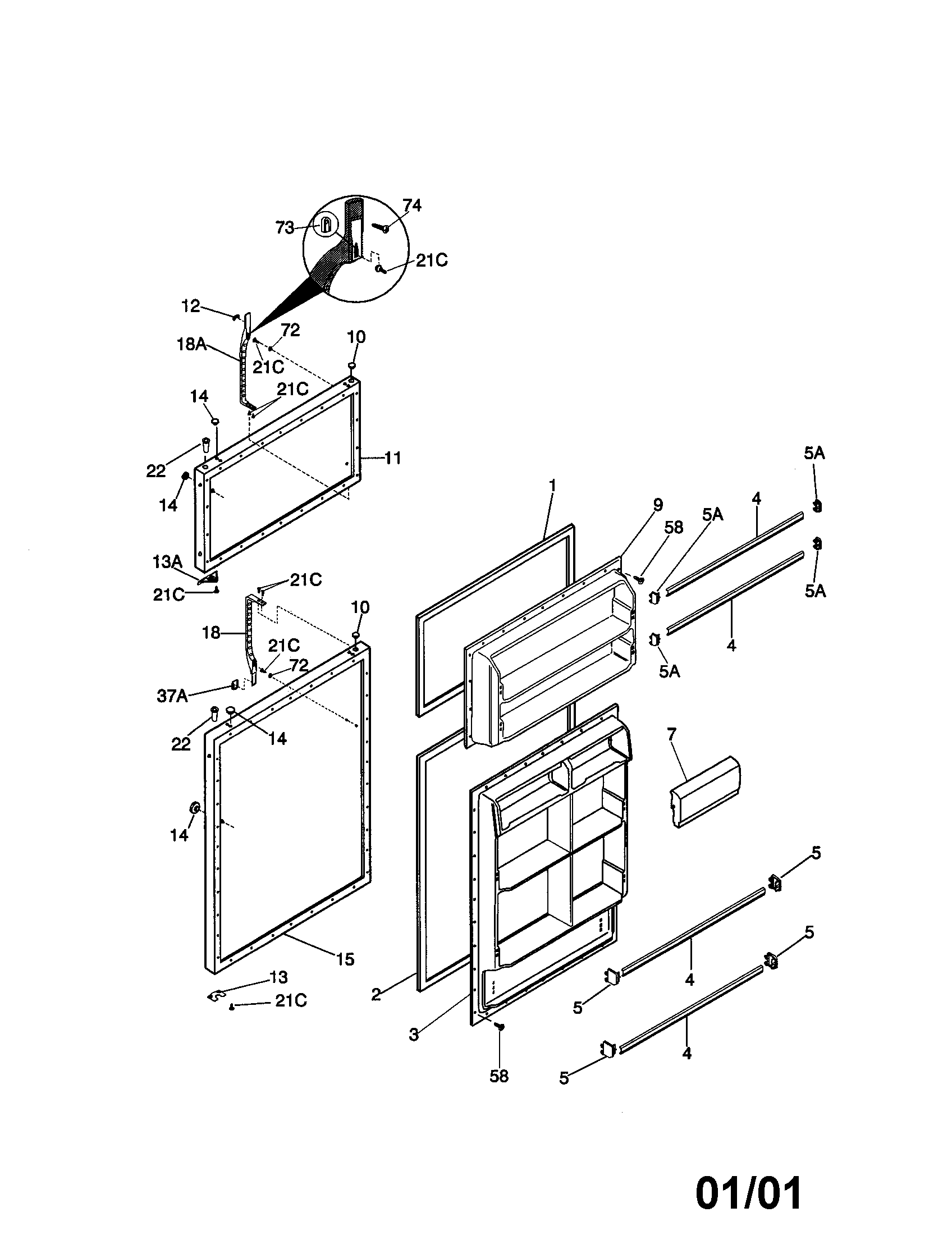 Kenmore 2533862089A door diagram