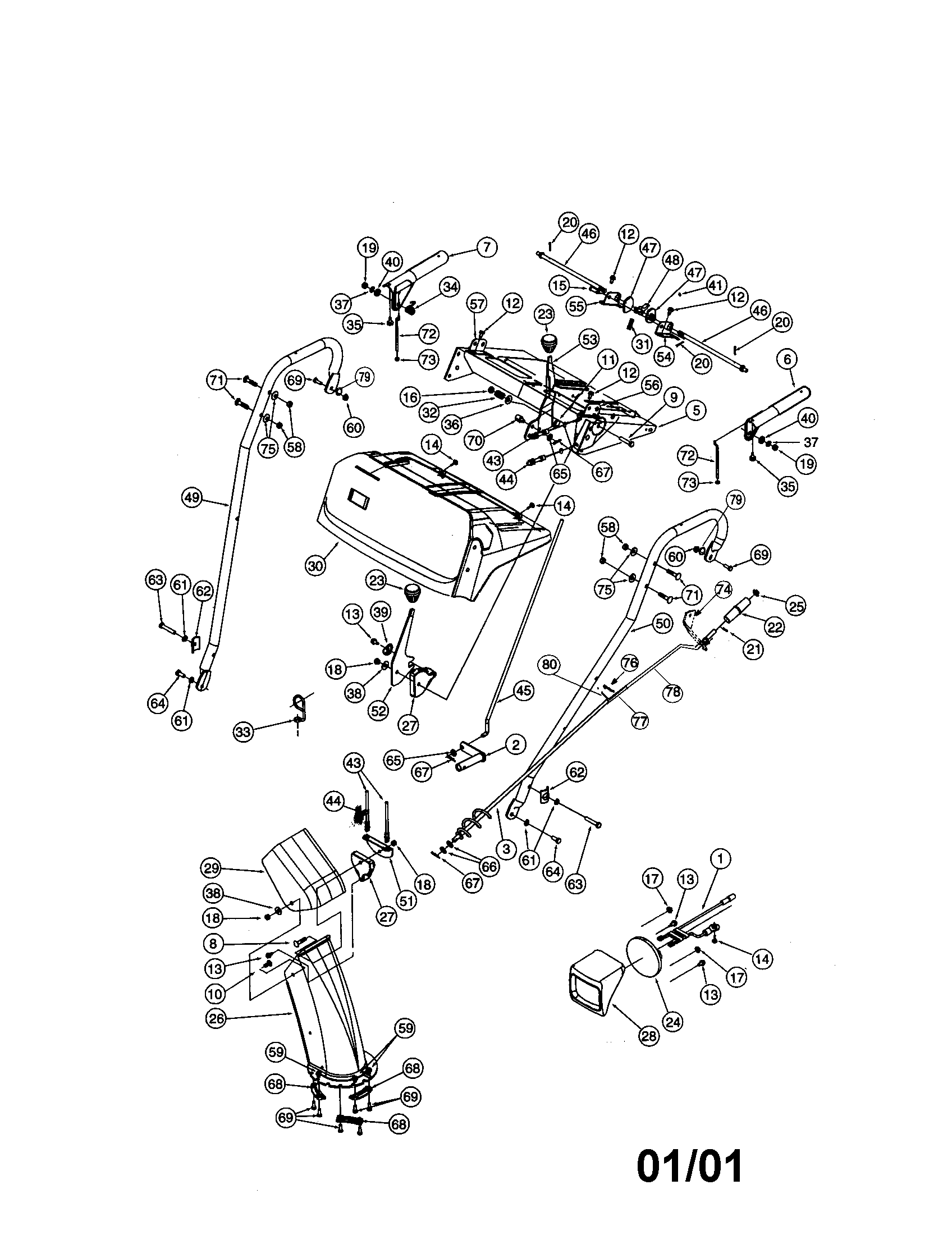 Craftsman 247888510 9.0 h.p snow thrower diagram