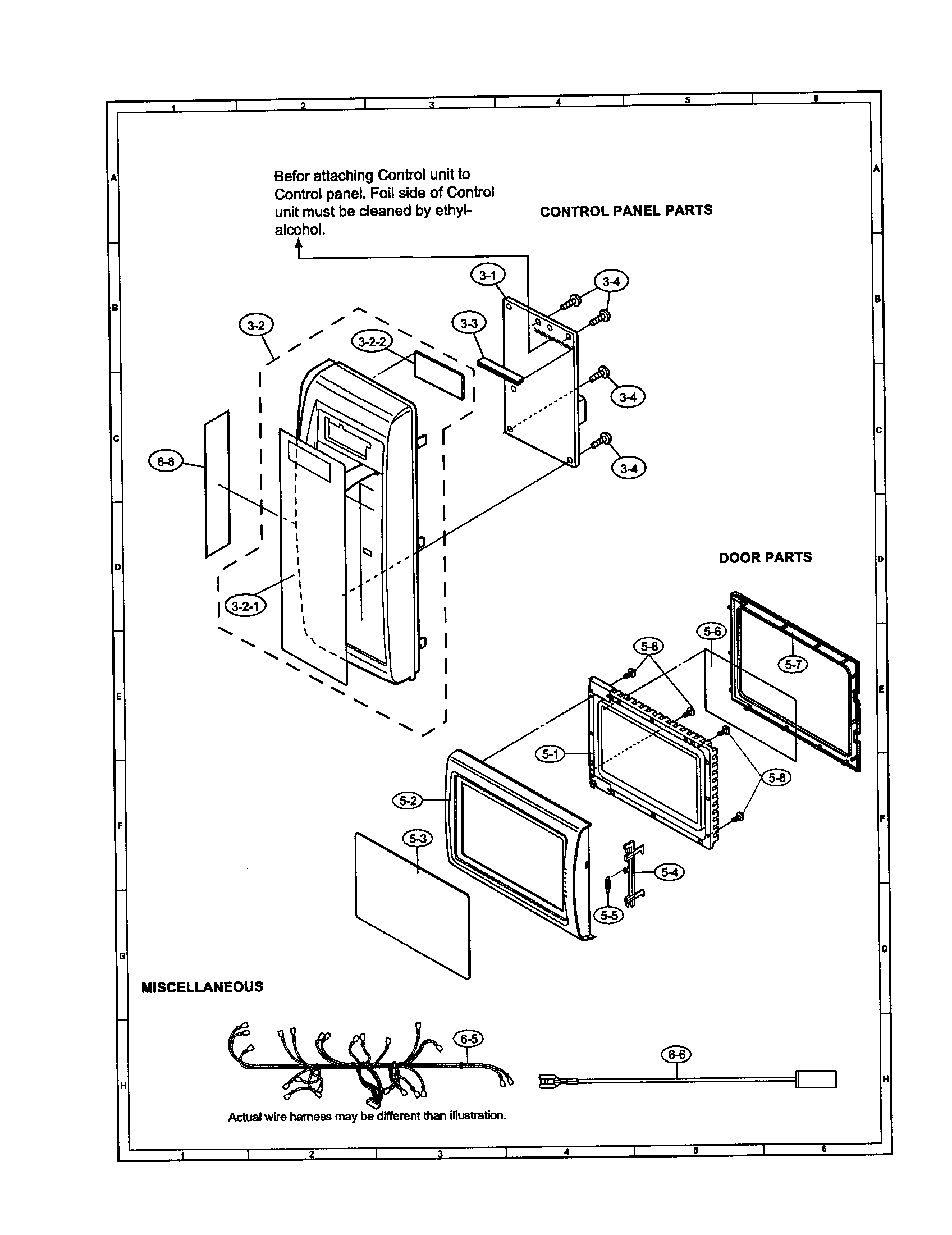 Sharp R-209BK control panel/door/miscellaneous diagram