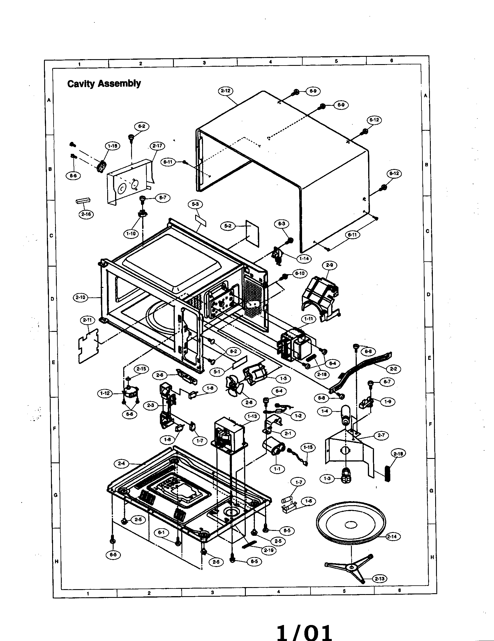 Sharp R-590BW cavity diagram