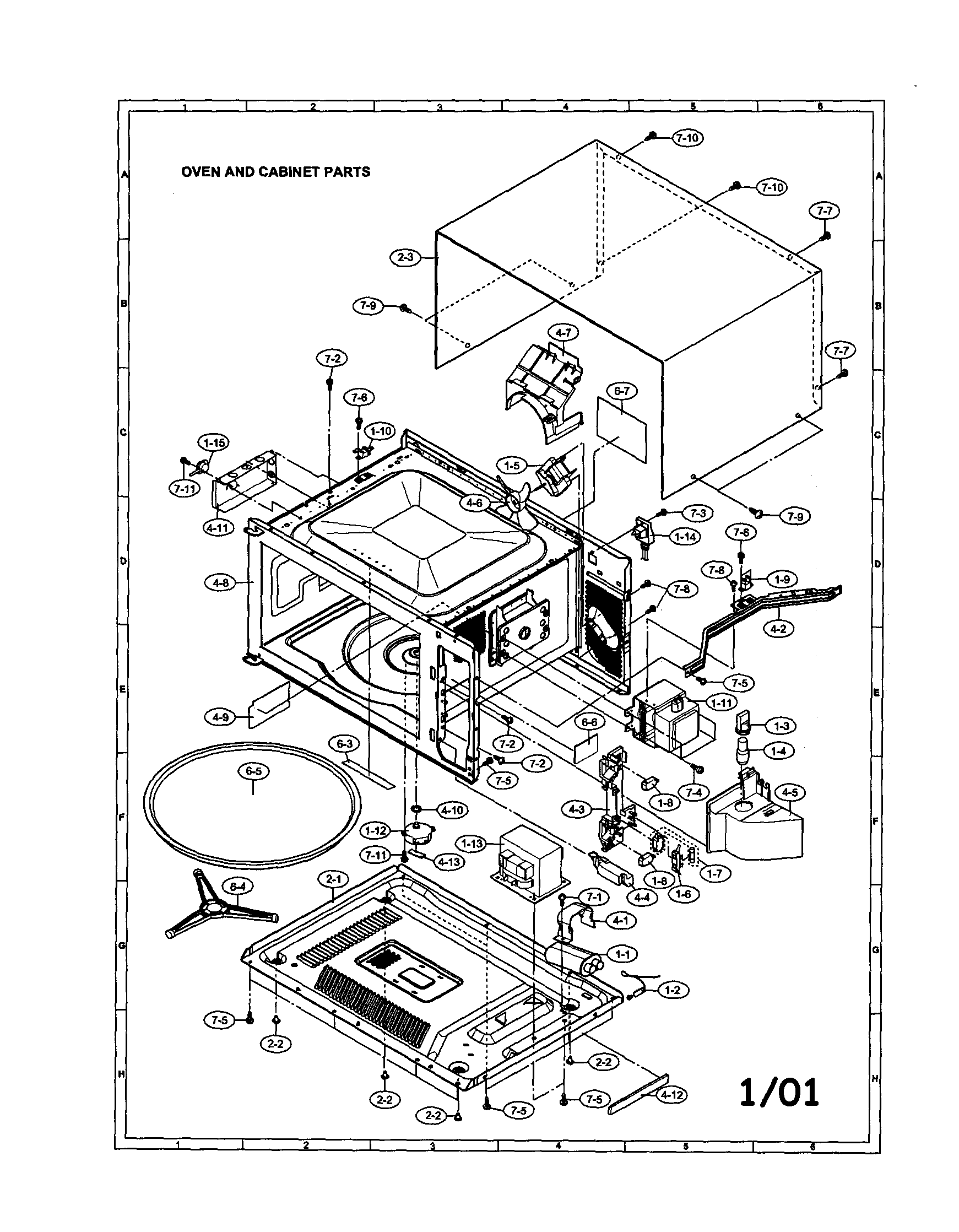 Sharp R-540DK oven and cabinet diagram