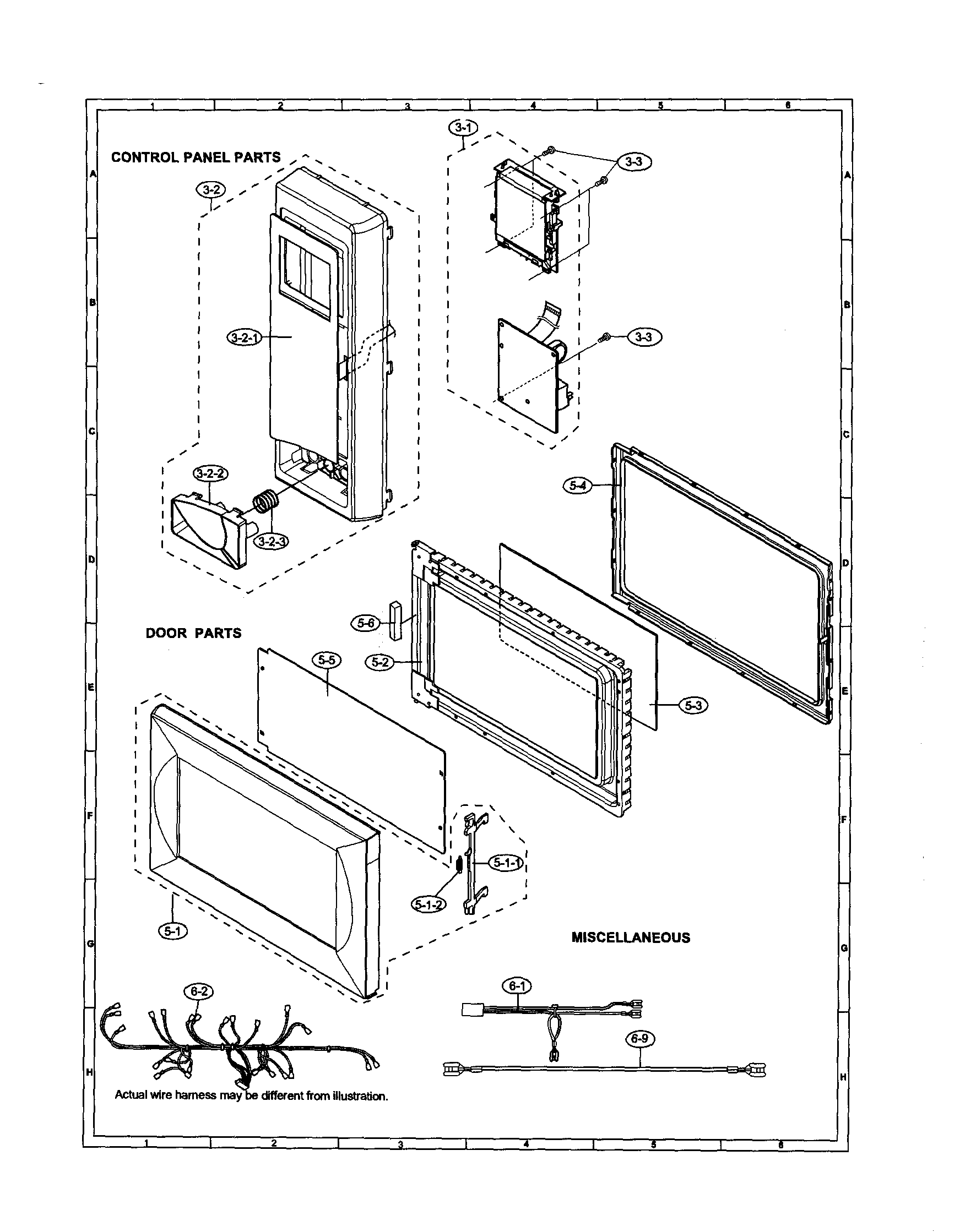 Sharp R-540DK control panel/door/miscellaneous diagram
