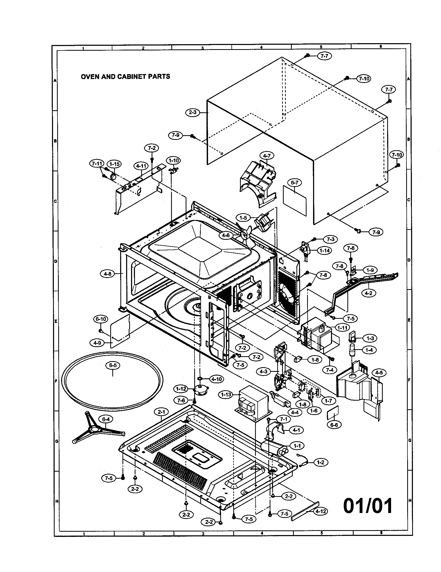 Sharp R-519CK oven and cabinet diagram