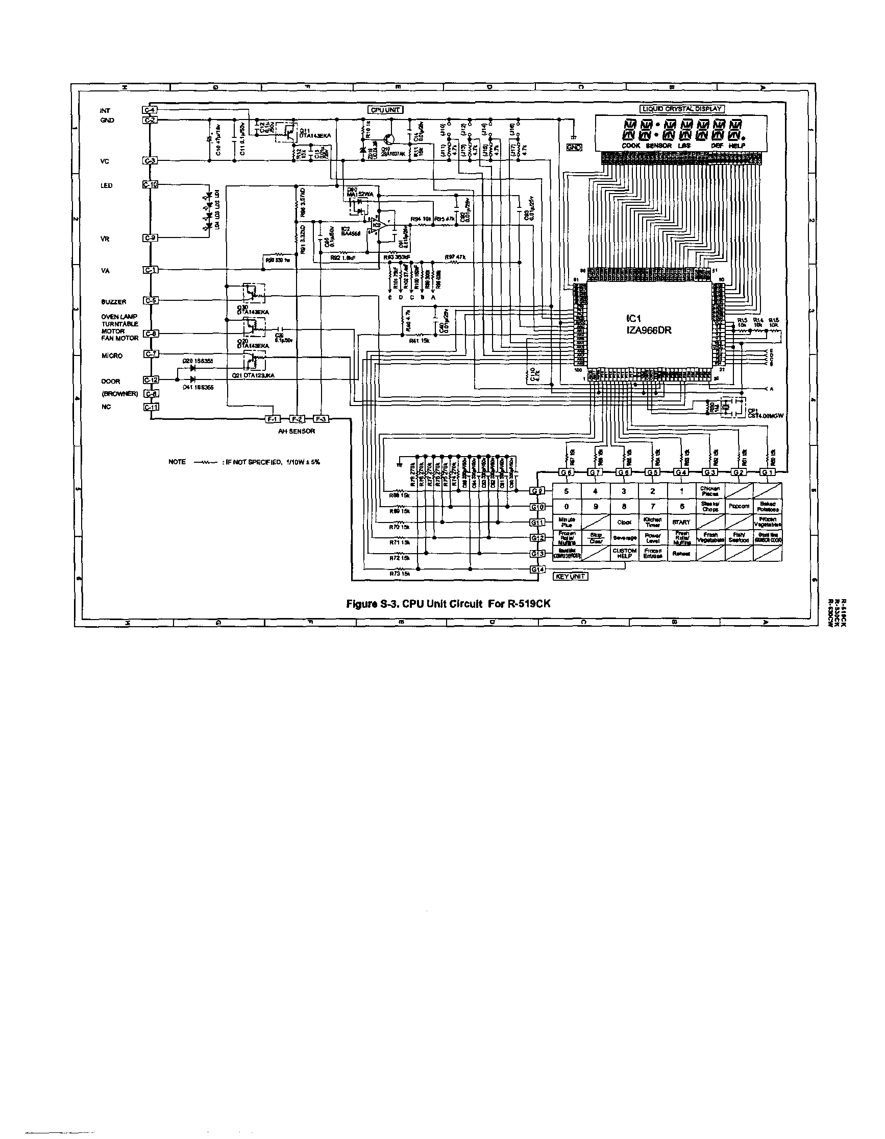 Sharp R-519CK cpu circuit diagram