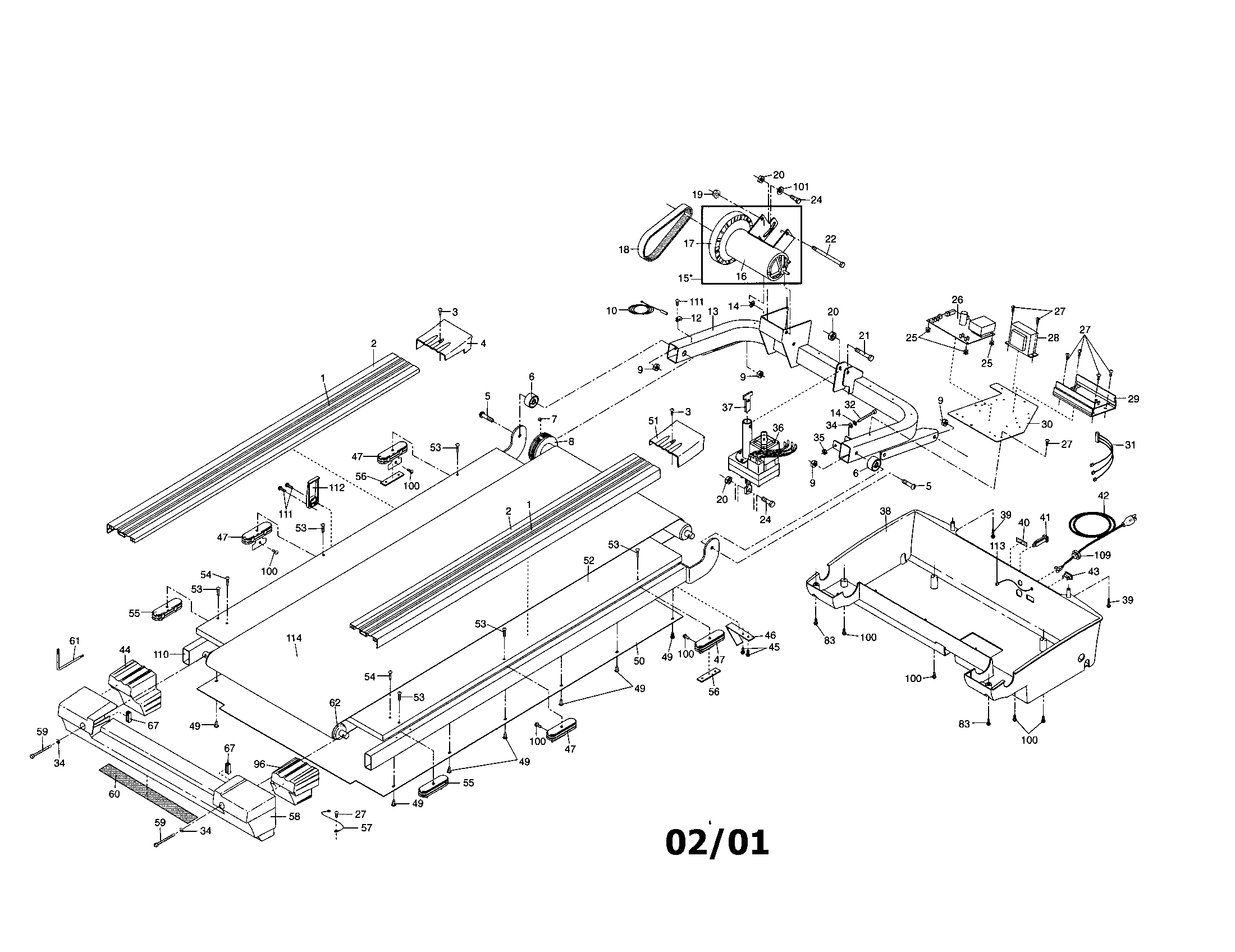 NordicTrack NTTL09900 motor/walking belts diagram