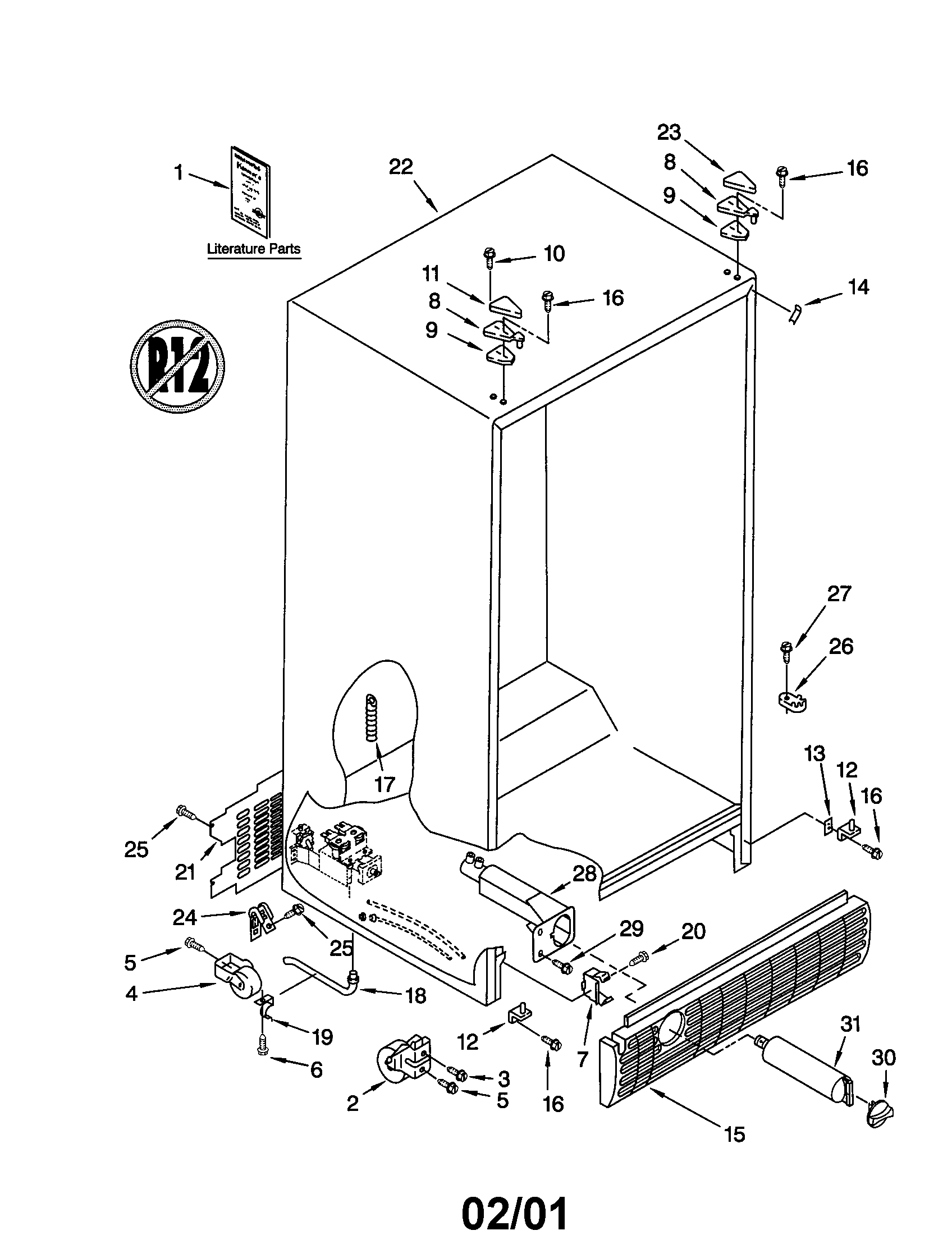 Kenmore 10650262993 cabinet diagram