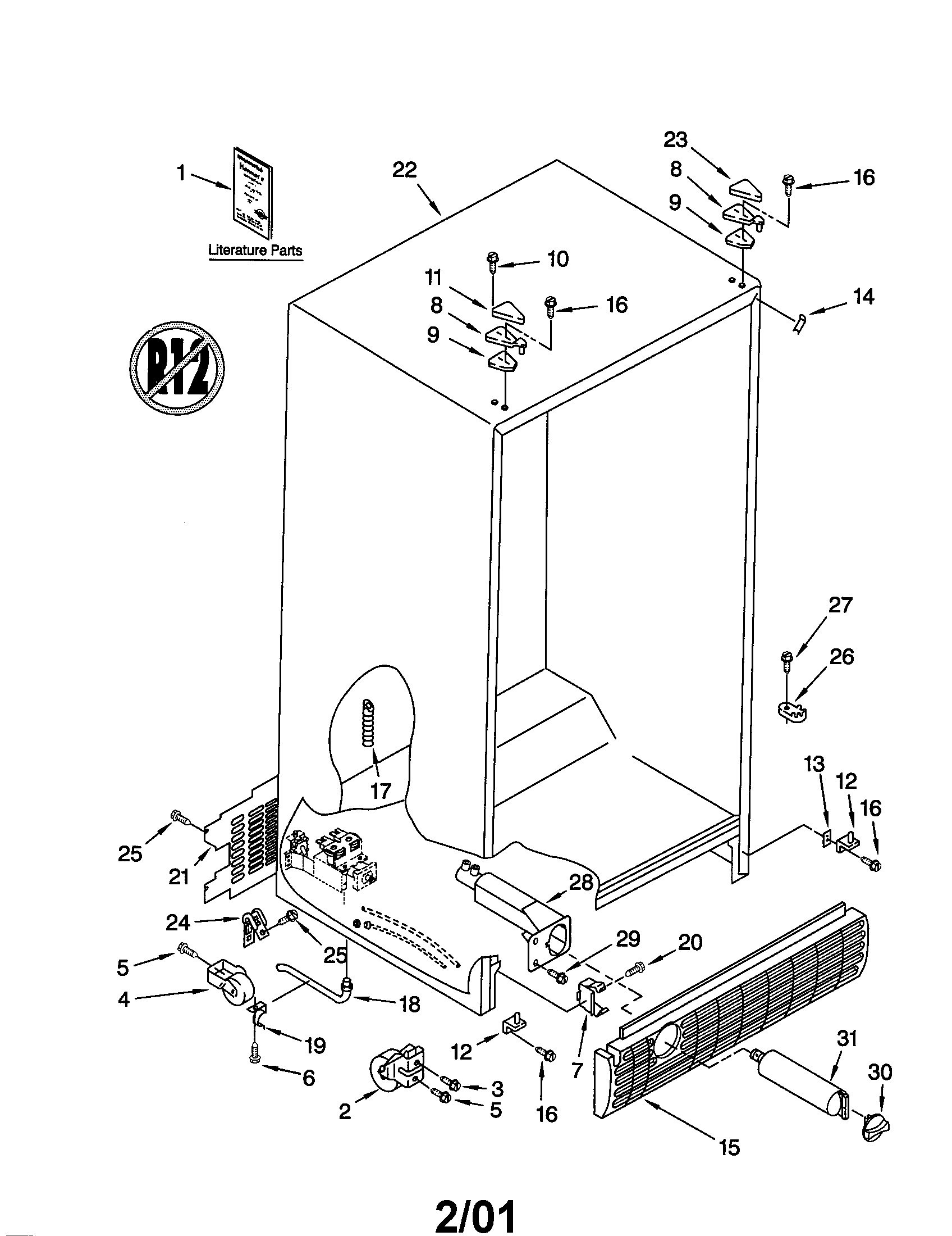 Kenmore 10650252002 cabinet diagram