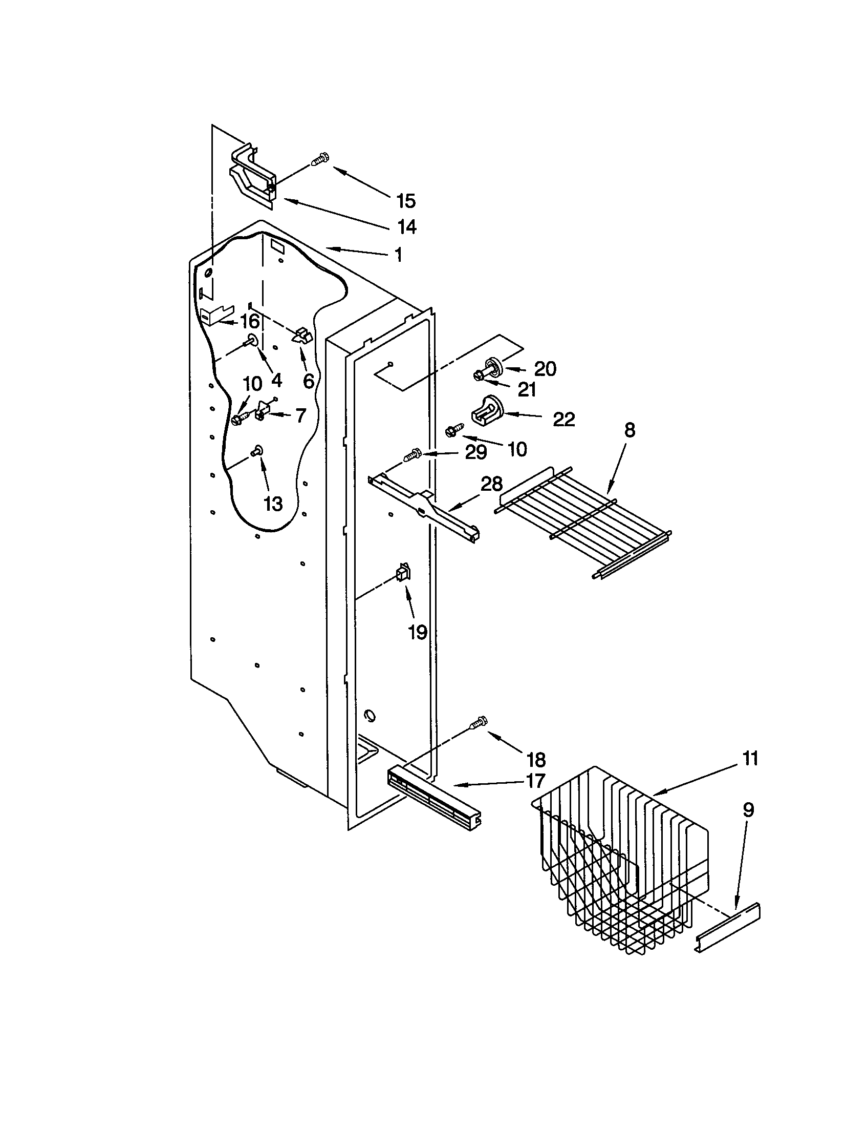Kenmore 10650252002 freezer liner diagram